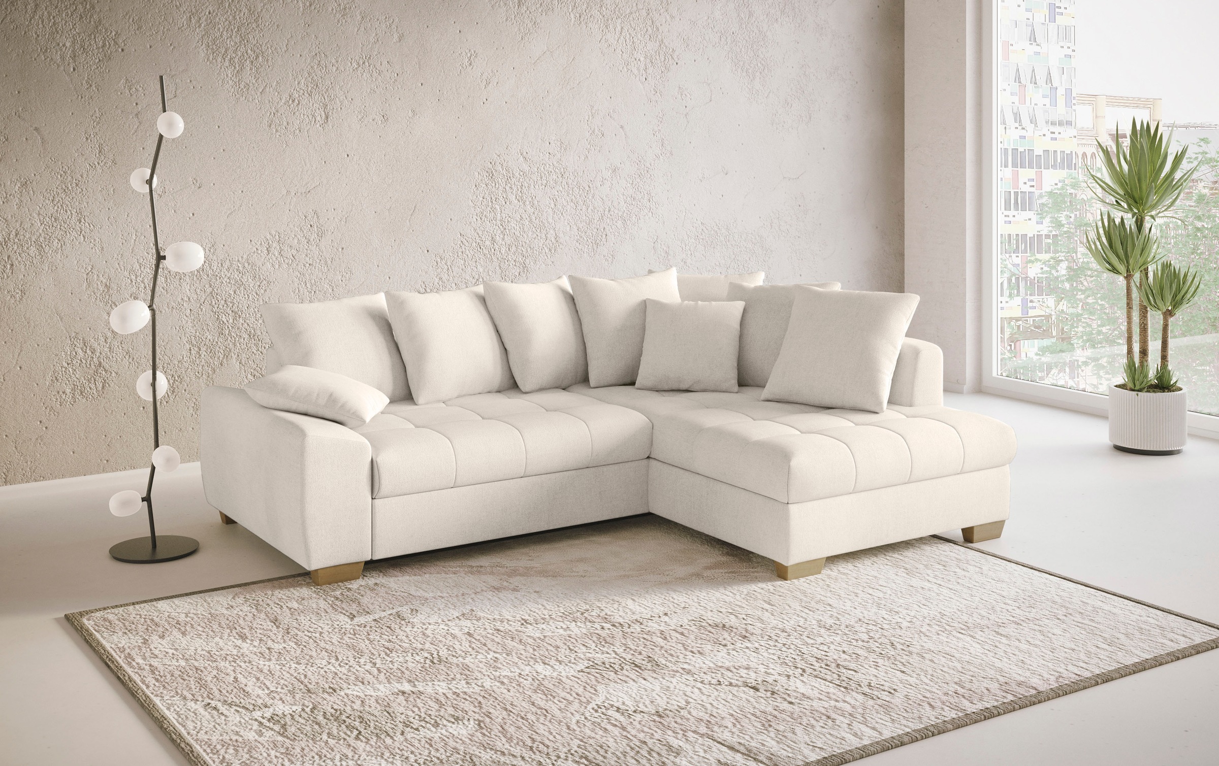 Mr. Couch Ecksofa »Nikita II, L-Form«, Wahlweise mit Bettfunktion, Bettkasten & RGB-LED-Beleuchtung