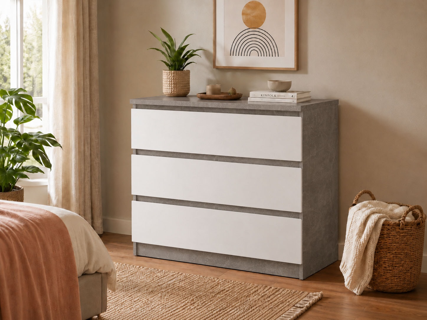 Home affaire Kommode "Naia" abgerundete Schubladenkanten auf Metallgleiter, Breite 77 cm