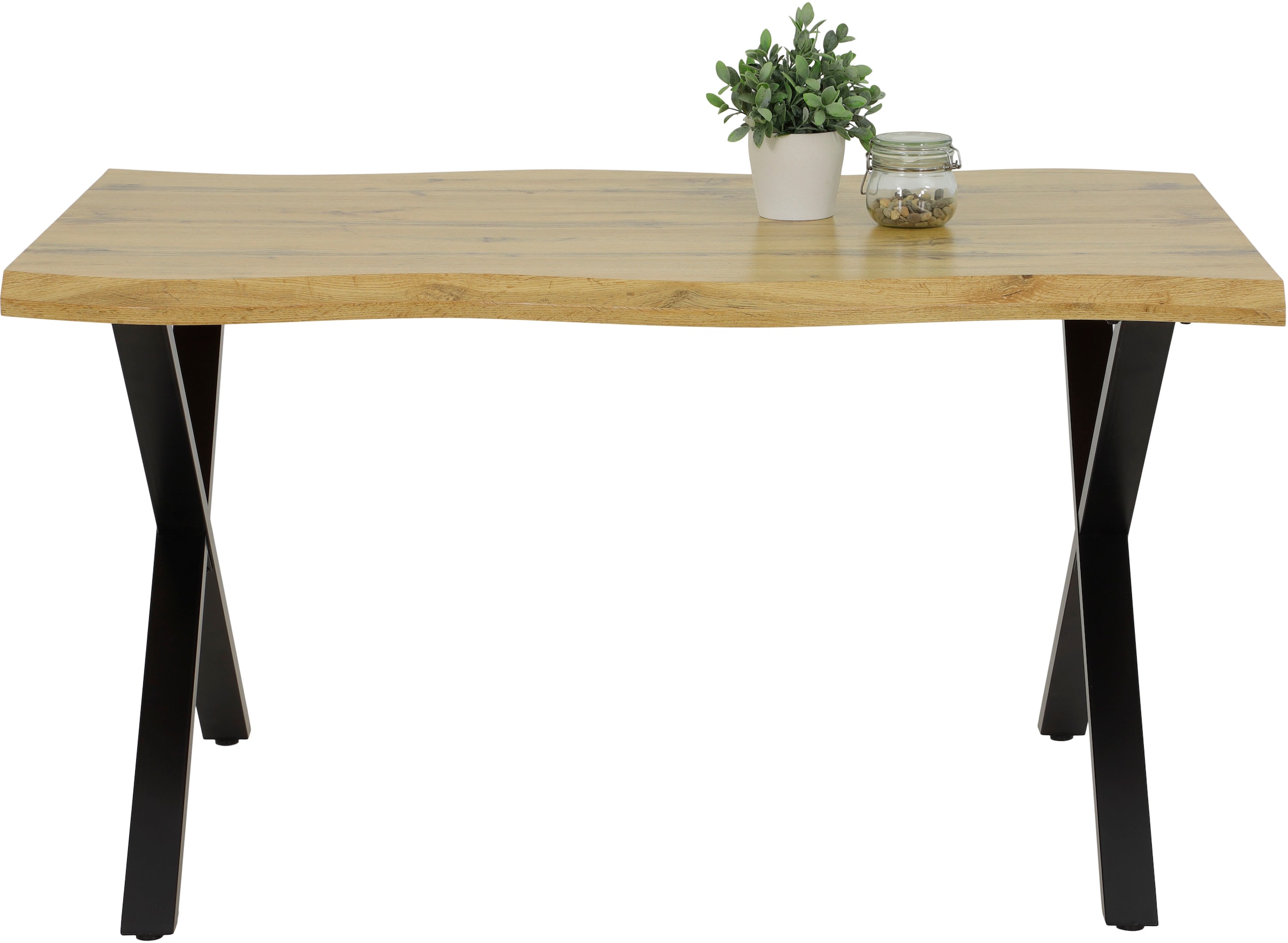 HELA Essgruppe »ILLER« Set, 5 tlg. 5tlg., Baumkante 46mm, X-Gestell, Schwingstuhl, Federkorb