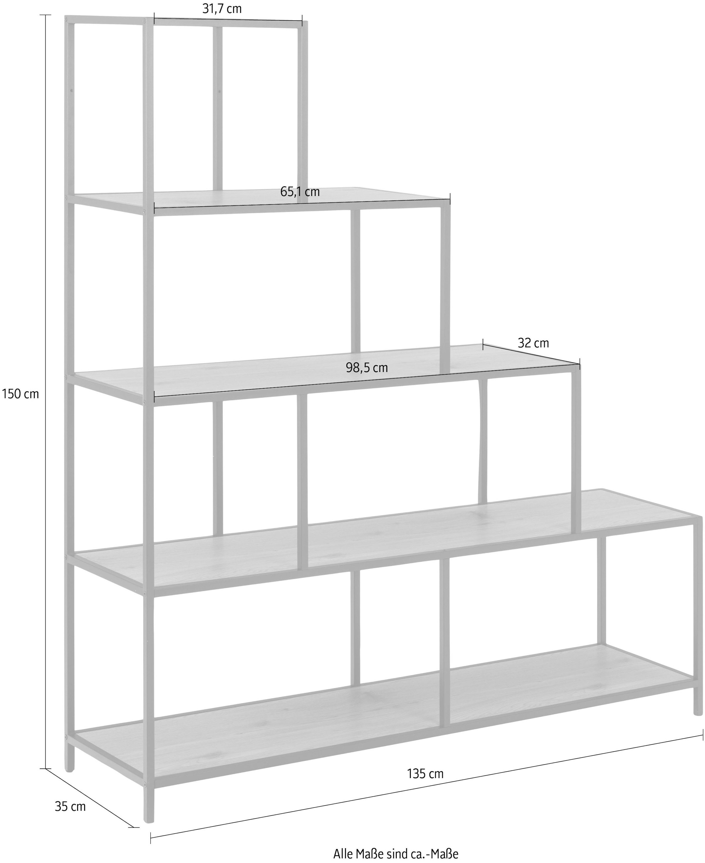 ACTONA GROUP Bücherregal, Metallgestell im modernen Industrie-Look, 4 Einlegeböden, Höhe 150 cm