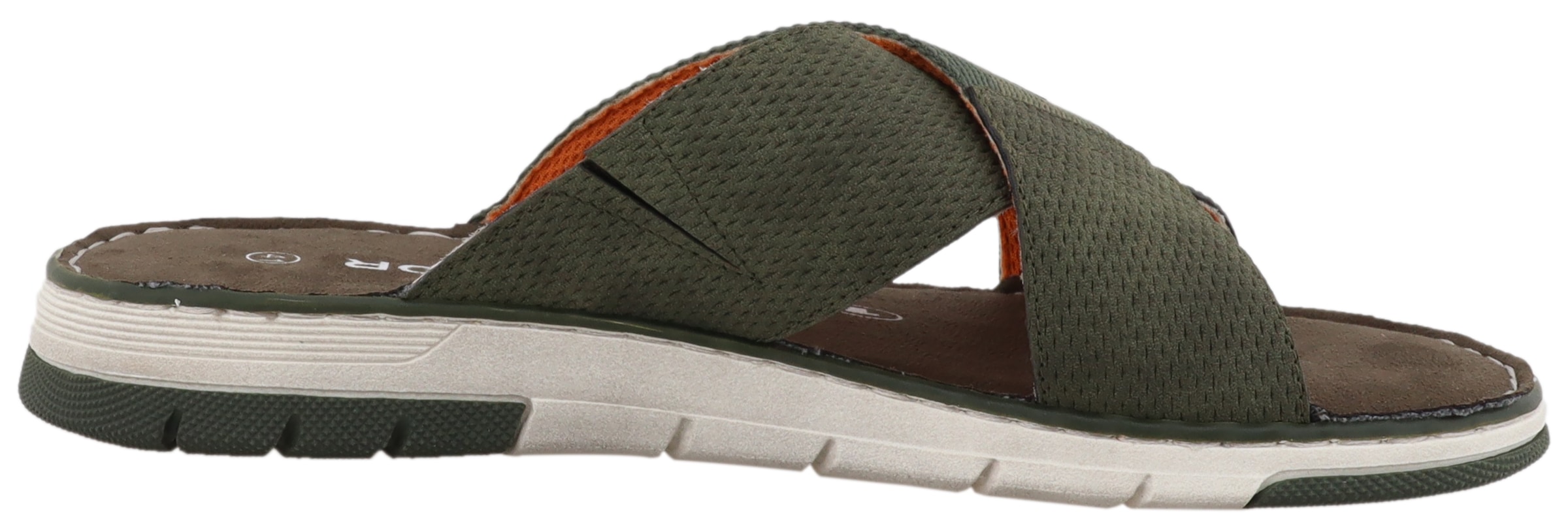 TOM TAILOR Pantolette, Sommerschuh, Schlupfschuh, Bequemschuh mit plakativem Logoschriftzug