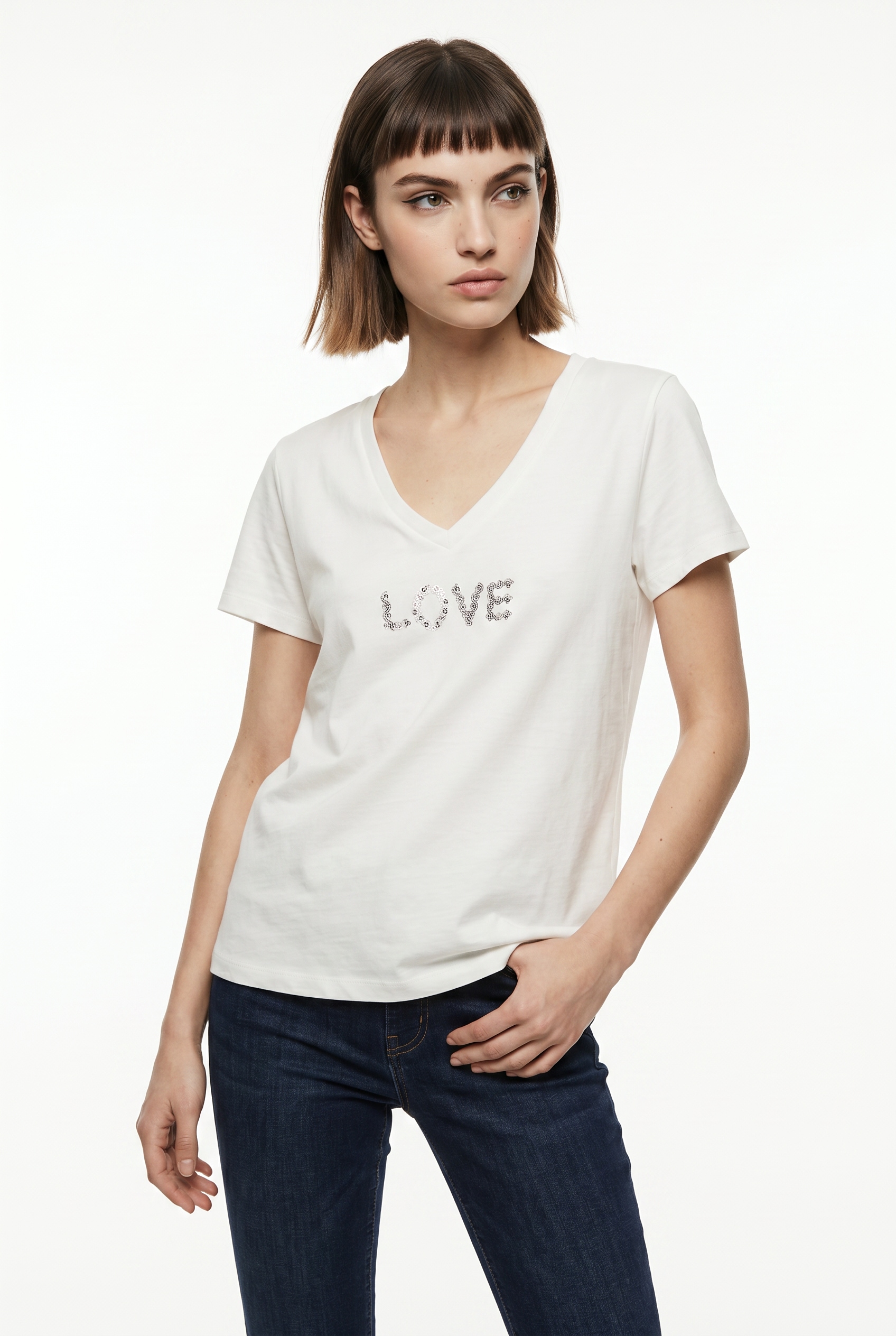 Vero Moda Kurzarmshirt "VMJOAN VANESSA SS TOP BOX JRS" Baumwolle, regular fit