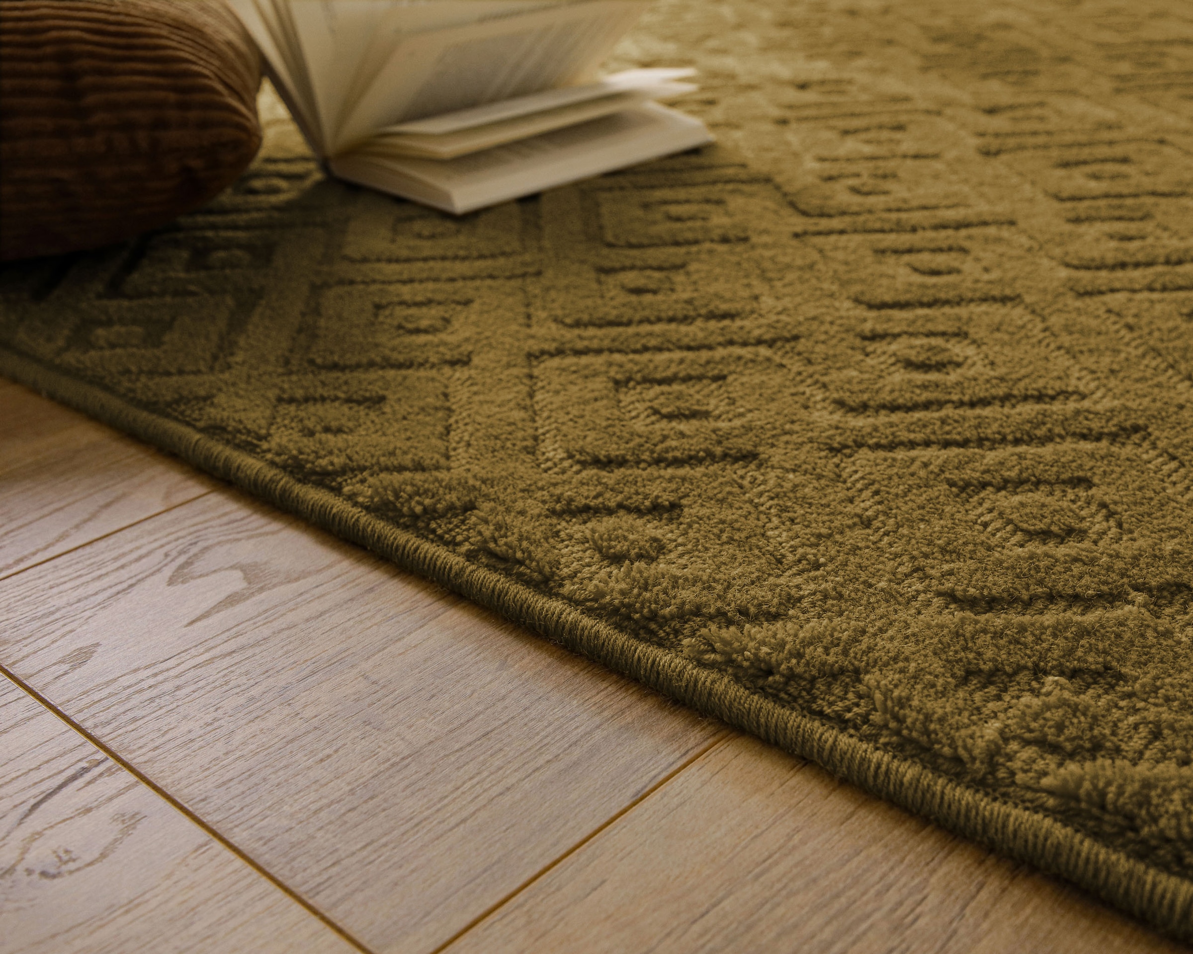 Wecon home Teppich »Castello TWO« rechteckig 7 mm Höhe Schurwolle, Kurzflor mit Hoch-Tief-Effekt, Wohnzimmer, Rautenmuster