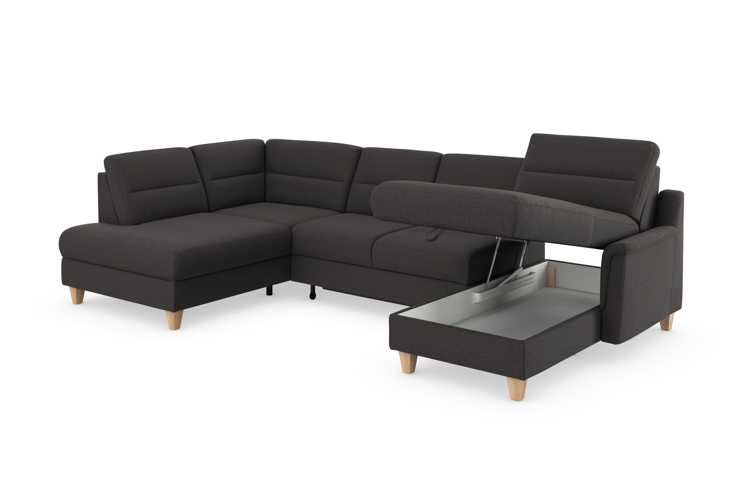 sit&more Wohnlandschaft »Farö U-Form«, inklusive Federkern, wahlweise mit Bettfunktion und Bettkasten