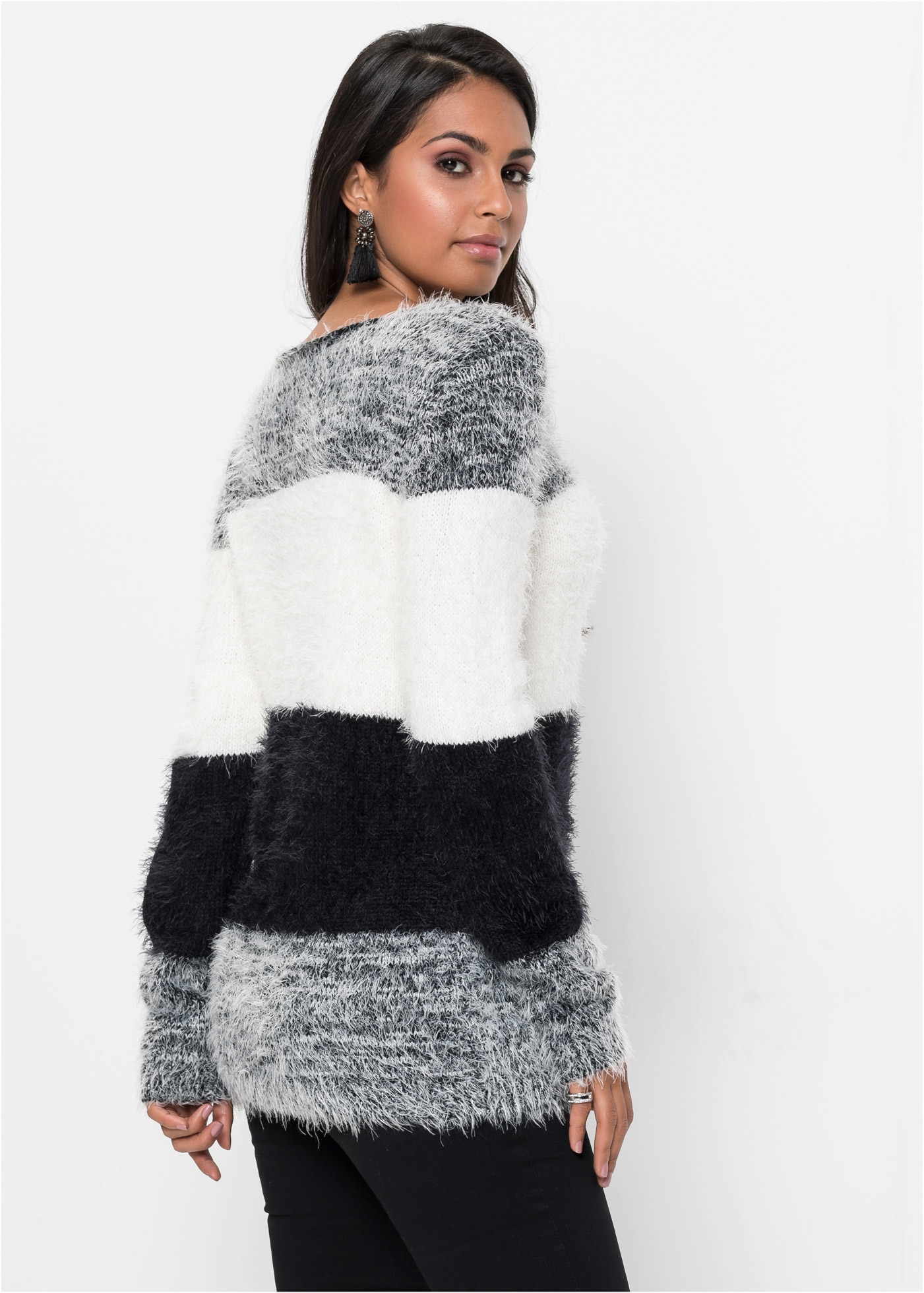 bonprix Strickpullover »Grobstrick-Pullover« aus Effekt-Garn, Grobstrick, bequeme Passform, eleganter Stil