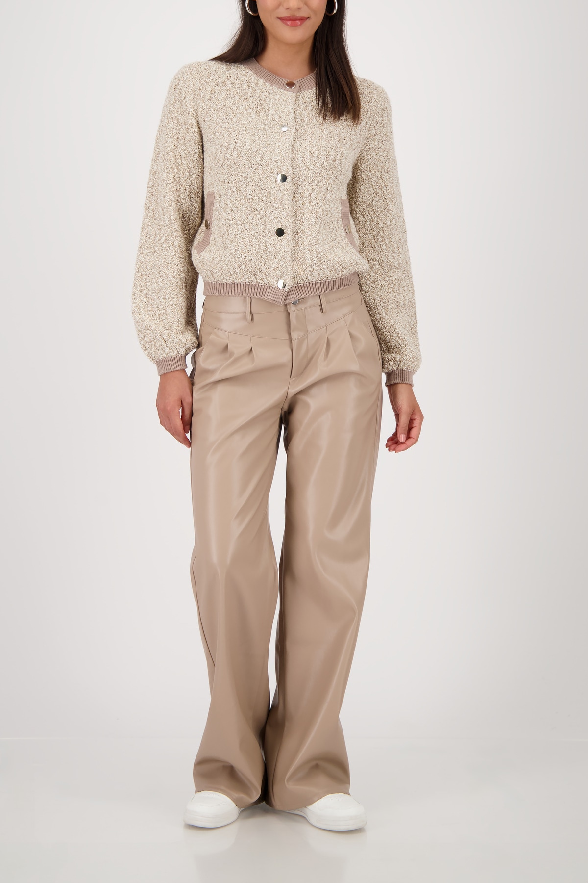 Monari Strickjacke »Jacke Strick Tweed«, Regular fit mit Rundhalsausschnitt mit Strickbund