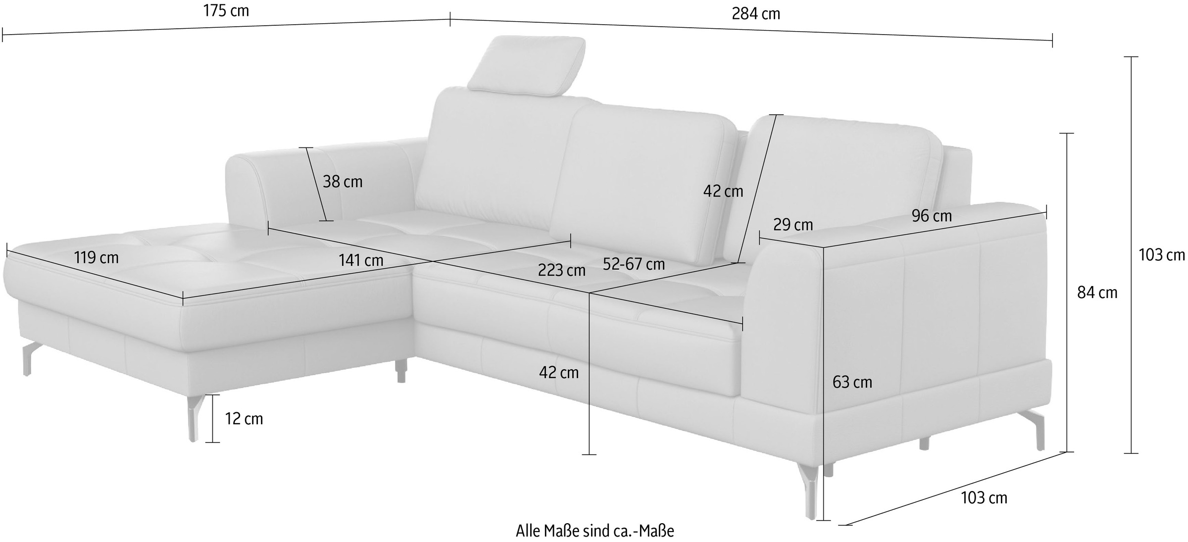 sit&more Ecksofa »Bendigo L-Form«, inklusive Sitztiefenverstellung, Bodenfreiheit 12 cm, in 2 Fußfarben