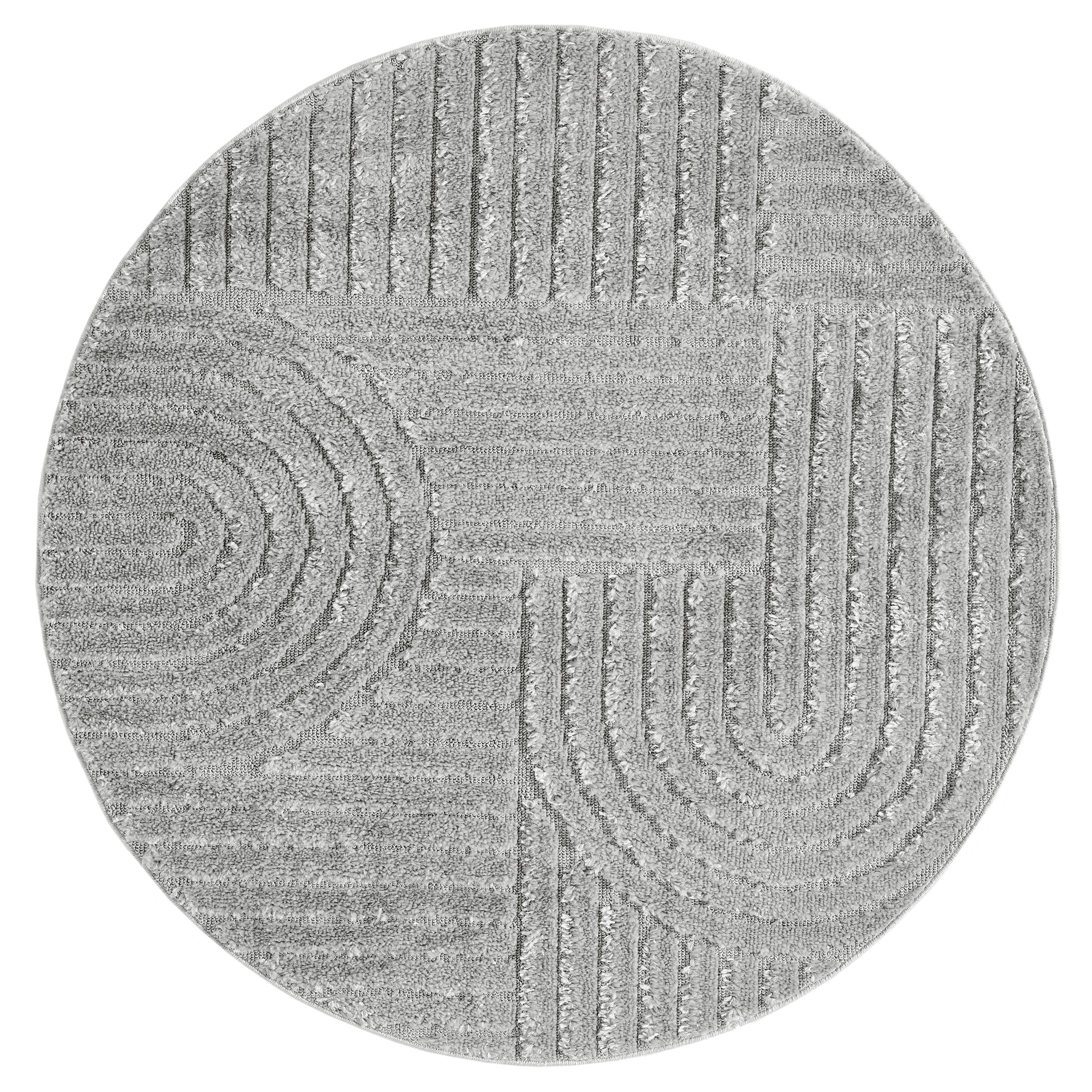 OTTO home Teppich »Jonne, Boho-Design, Scandi, Designteppich« rund 20 mm Höhe Hoch-Tief, 3D Optik, skandinavischer Stil, Wohnzimmer, Schlafzimmer