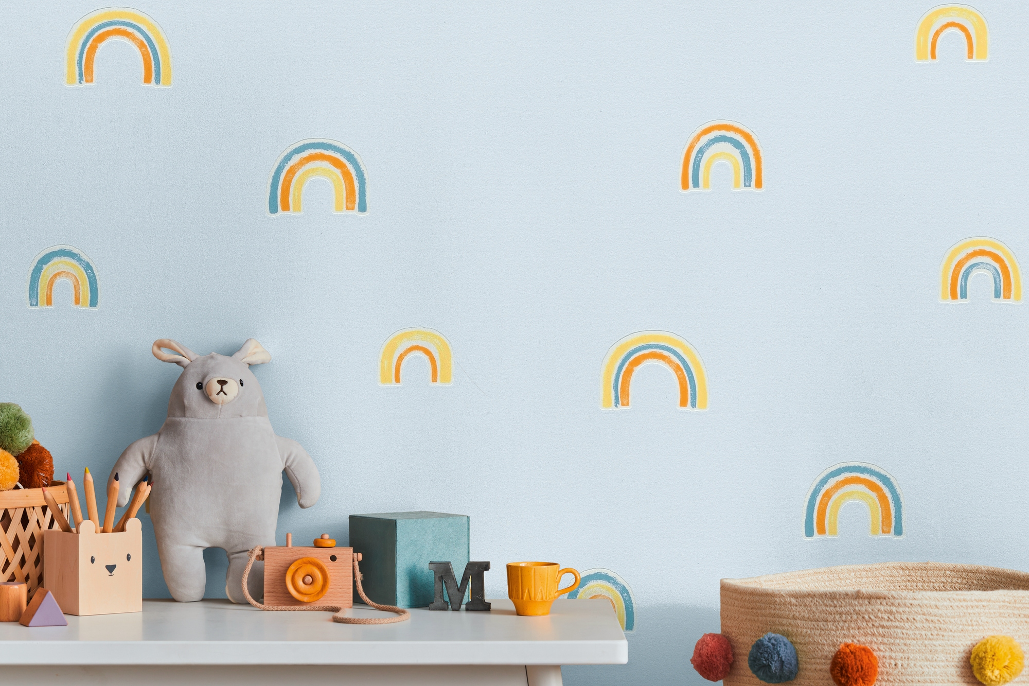 living walls Vliestapete »Kids Studio Regenbogen – Vliestapete für Kinder« Motiv | grafisch | leicht glänzend glatt Handgezeichnete Regenbögen in freundlichen Pastellfarben