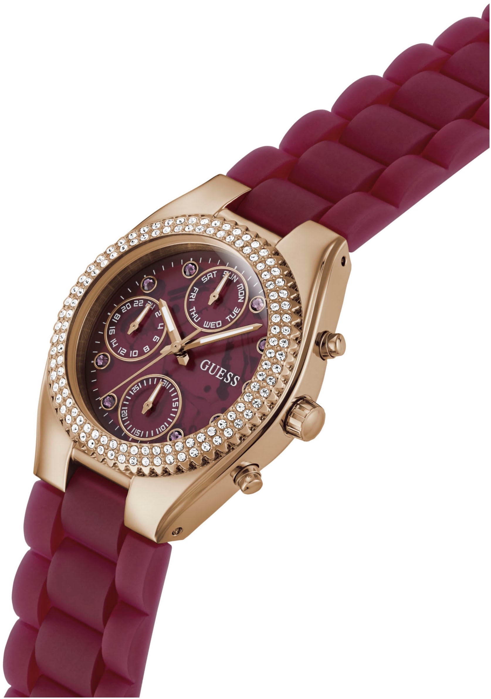 Guess Multifunktionsuhr »JELLY«, Quarzuhr, Armbanduhr, Damenuhr, Datum, 12/24-Std.-Anzeige