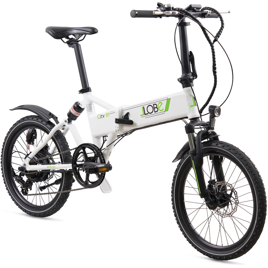 LLobe E-Bike »City III weiß«, 7 Gang, Shimano, Heckmotor 250 W