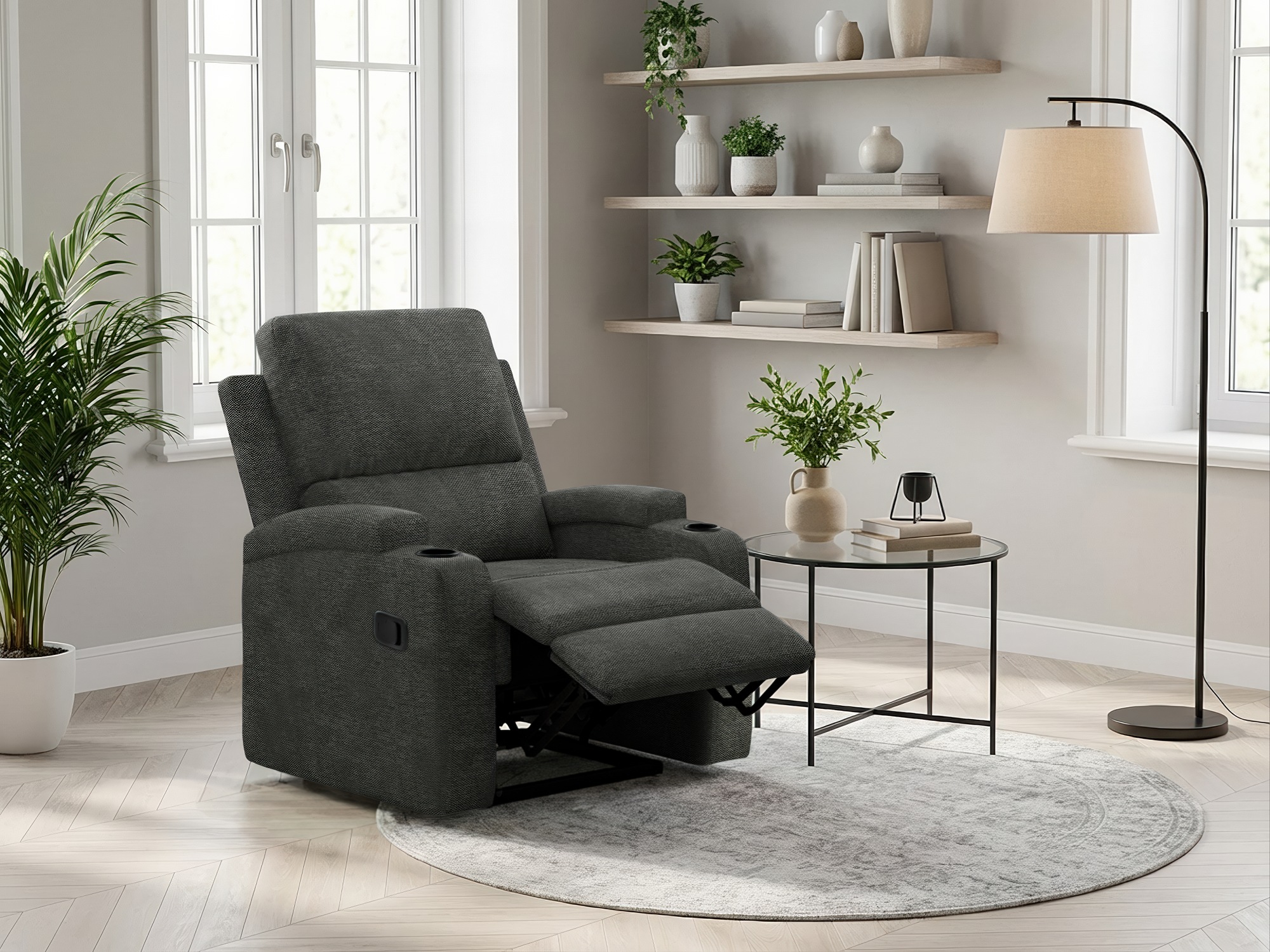 OTTO home Relaxsessel "NAPORI Struktur, Kinosessel, Multimedia-Sessel" TV-Sessel mit manueller u elektrischer Relaxfunktion u. Getränkehalter