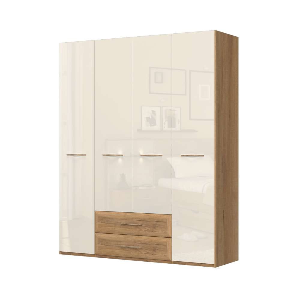 Home affaire Kleiderschrank »Gala, beige hochglänzend UV lackiert, kratzfest, FSC-zertifiziert«, (abgerundete Schubladen aus MDF im Holzdekor, soft-close), hoher Schrank (224cm), wahlweise in 4 Breiten, Made in Europe