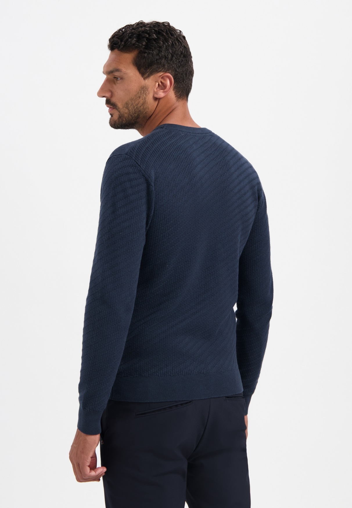 NO EXCESS V-Ausschnitt-Pullover "No Excess Pullover mit diagonaler Strickst günstig online kaufen