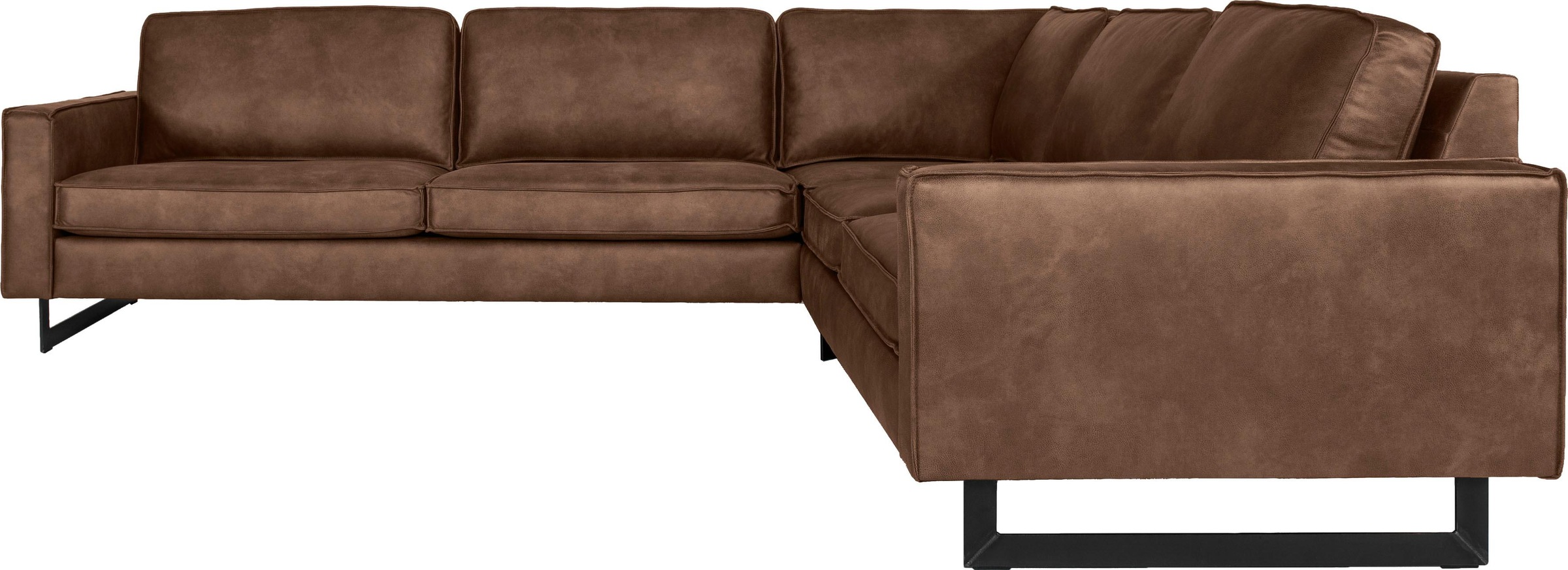 Places of Style Ecksofa »Pinto, XXL, 250/290 cm, langer Schenkel, Ottomane«, Cord, Chenille, Lederoptik, mit Keder, Metallfüße, Wellenunterfederung