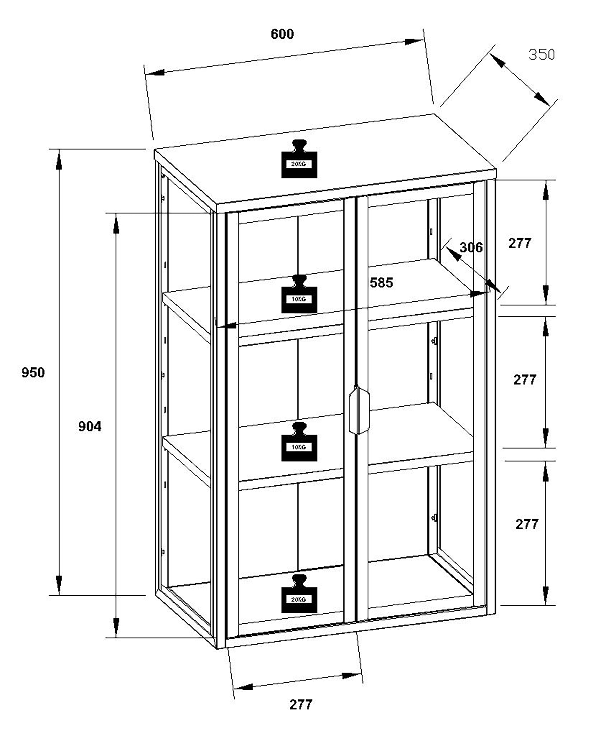 VCM Wandregal »Stahl Wandvitrine Hängevitrine Vitrine Glas Flokas«