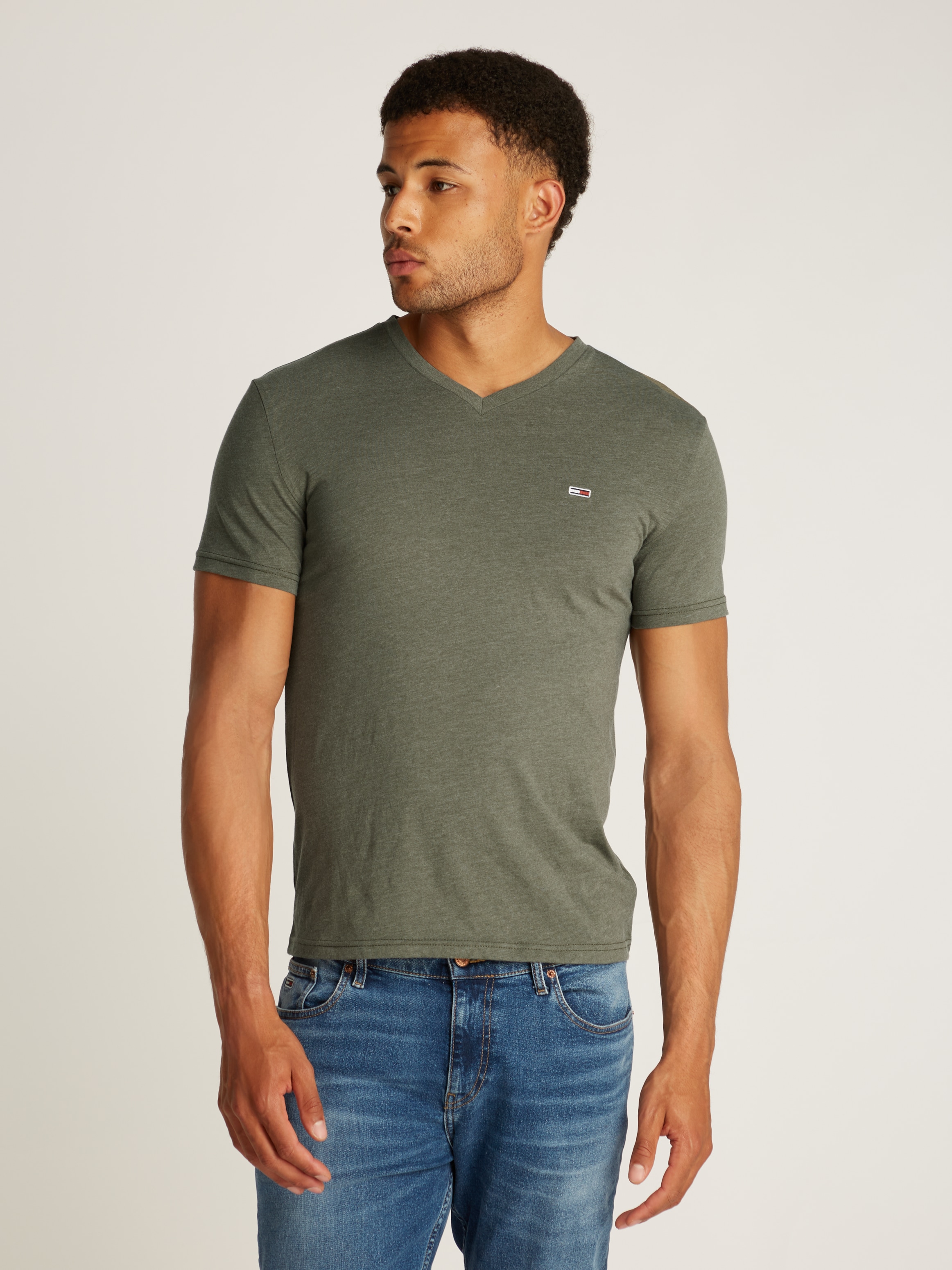 Tommy Jeans T-Shirt "TJM XSLIM JASPE VNECK TEE EXT", in Melange-Optik günstig online kaufen