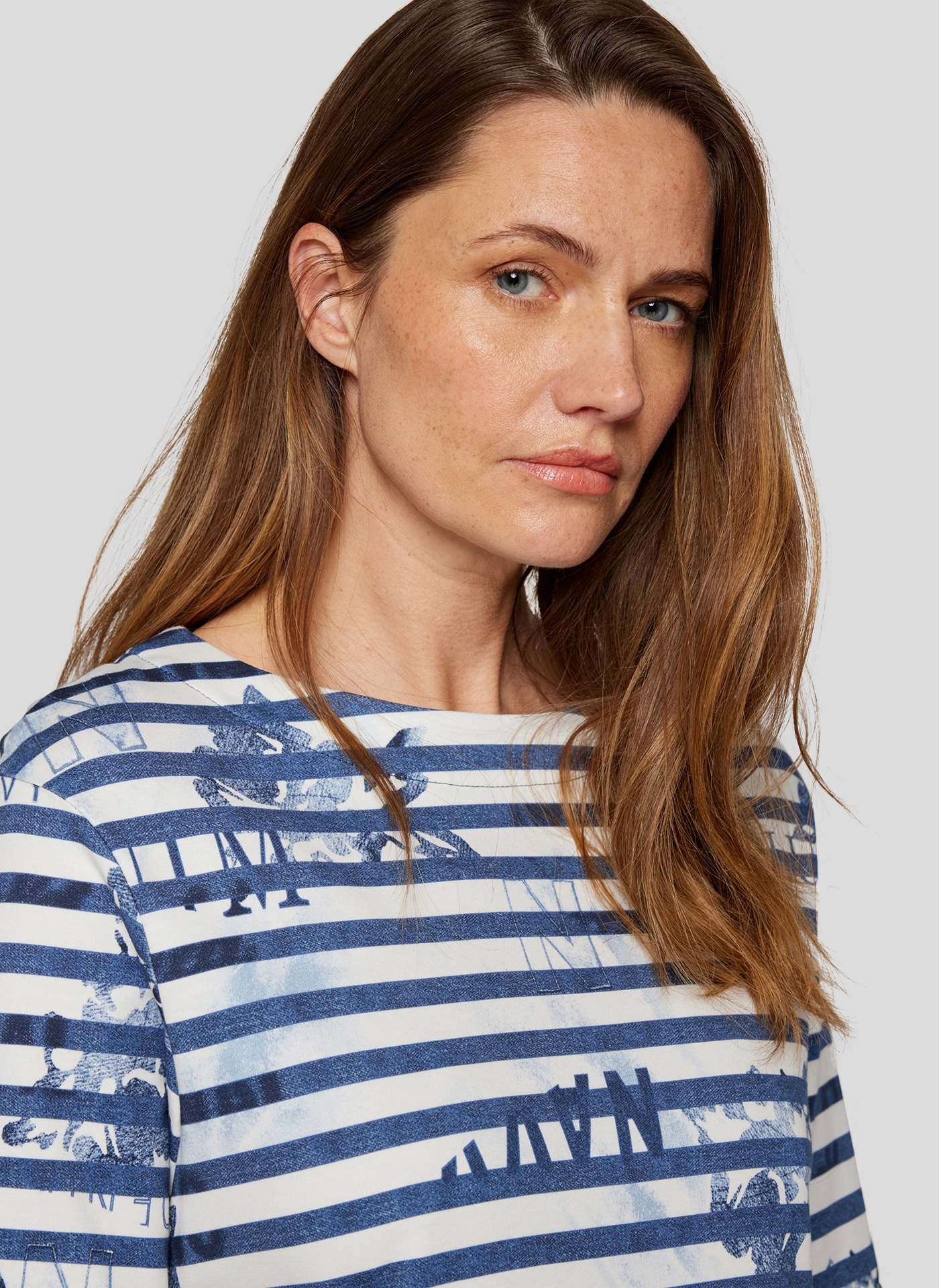 Rabe T-Shirt mit Streifenmuster und Print