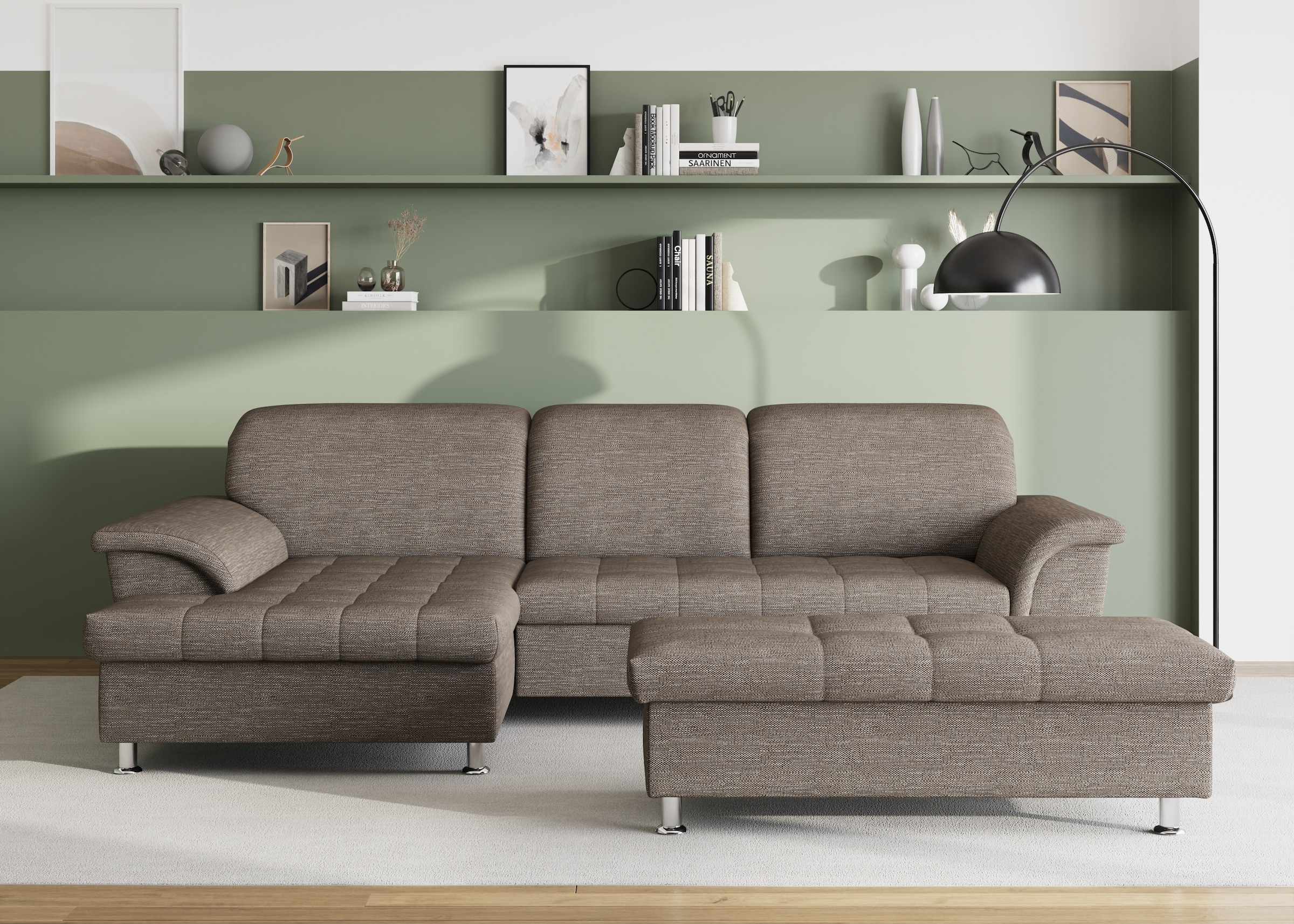 DOMO collection Ecksofa Franzi, wahlweise mit Bettfunktion, Bettkasten und Kopfteilverstellung