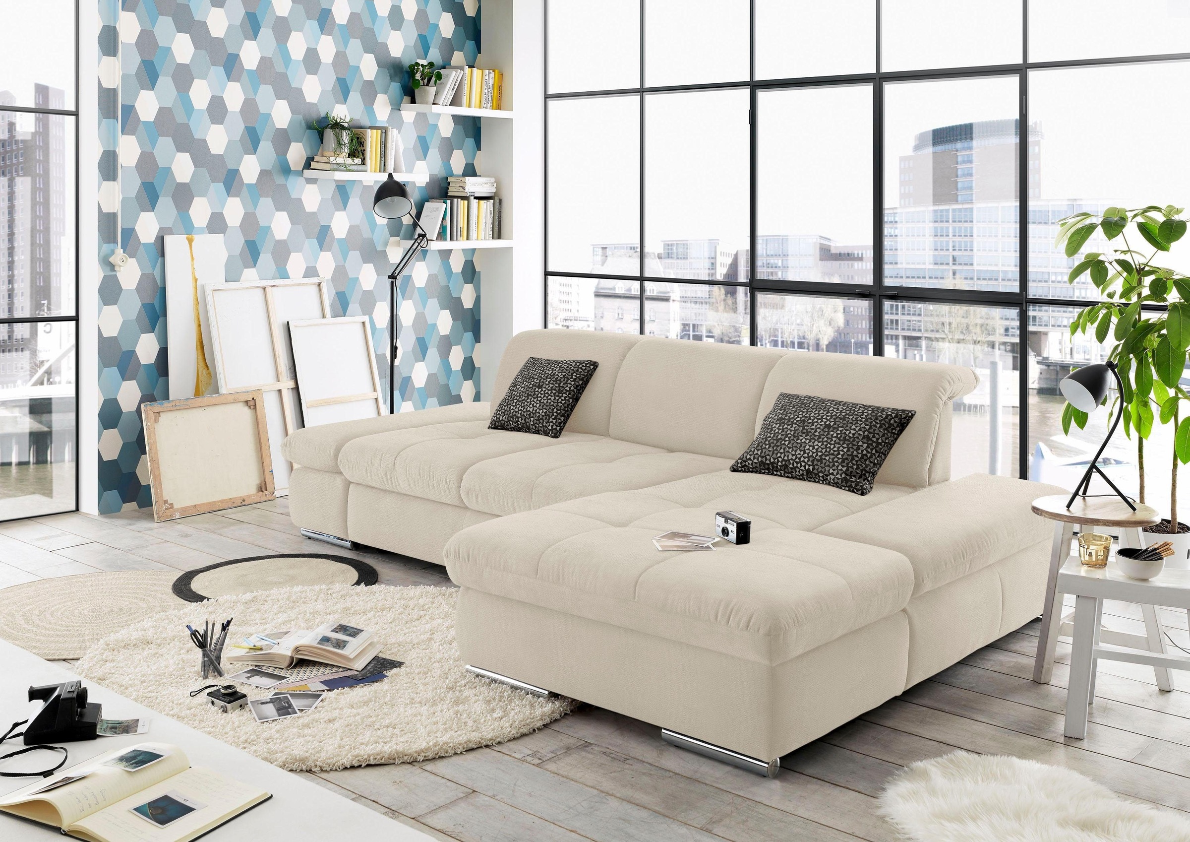 set one by Musterring Ecksofa "SO4100 V" mit verstellbaren Kopfteilen, wahl günstig online kaufen