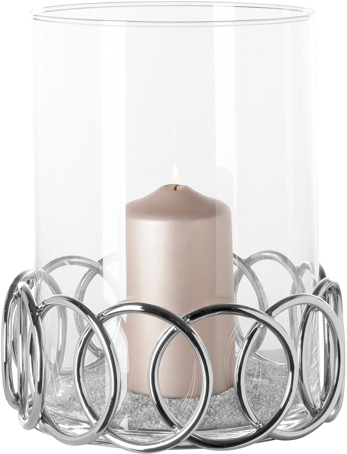 Fink Windlicht »JUWEL«, (1 Höhe 28,50 cm | ca. Edelstahl Kerzenhalter St.), BAUR Glaseinsatz, mit aus kaufen