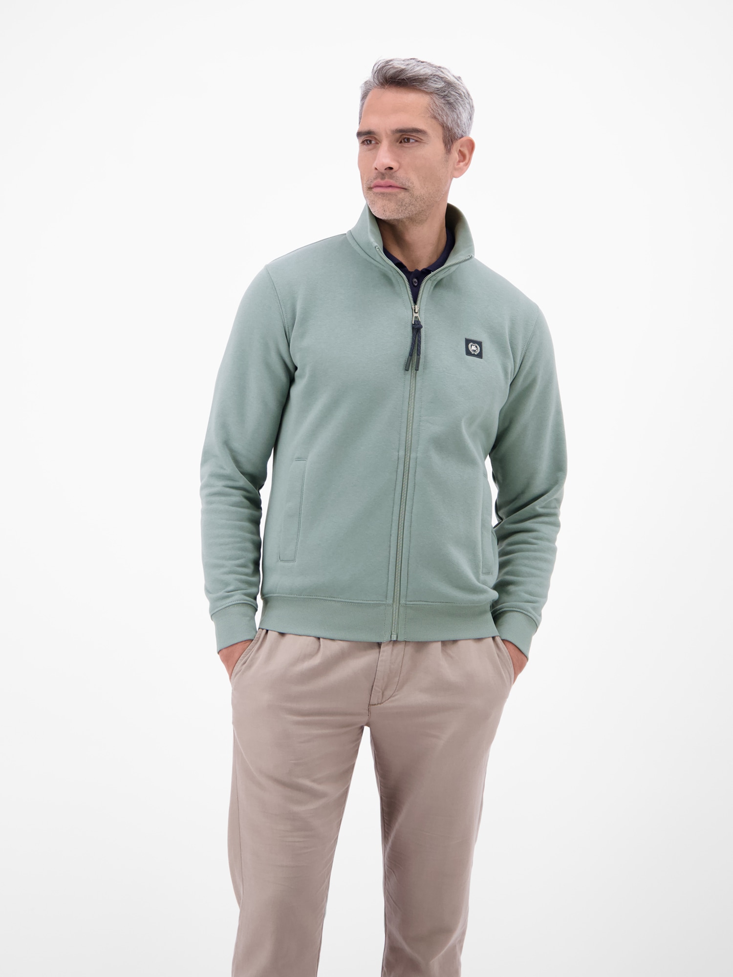 Sweatjacke LERROS "Sweatjacke aus atmungsaktivem Baumwollmischgewebe", Herren, Gr. XXL, storm grau, 50% Baumwolle, 50% Polyester, Sweatjacken Sweatjacke
