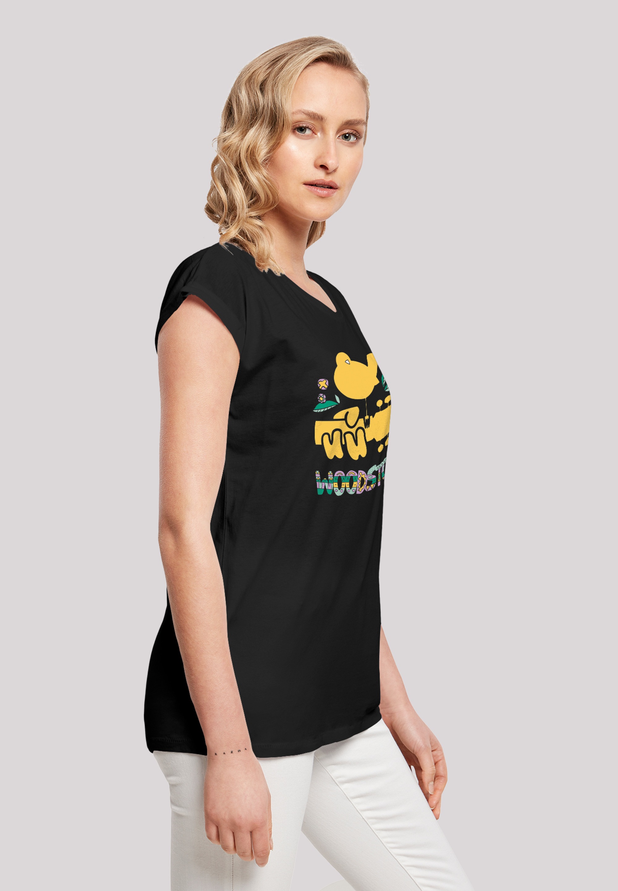 F4NT4STIC T-Shirt »Extended Shoulder T-Shirt Woodstock Artwork«, Damen,Premium Merch,Regular-Fit,Kurze Ärmel,Bandshirt