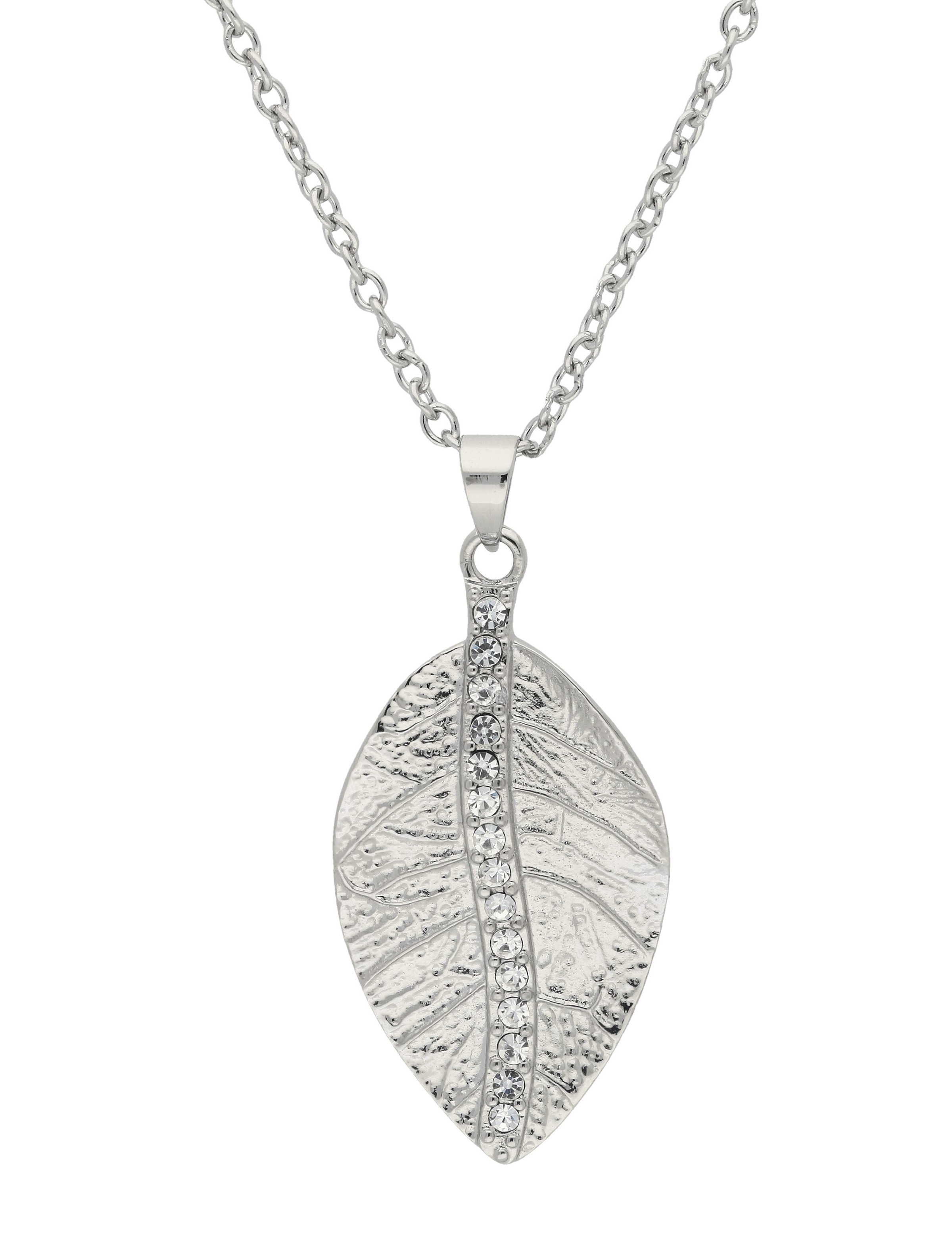 Kette mit Anhänger VIVANCE "Blatt", silber (silberfarben), Halsketten, Damen, Edelstahl