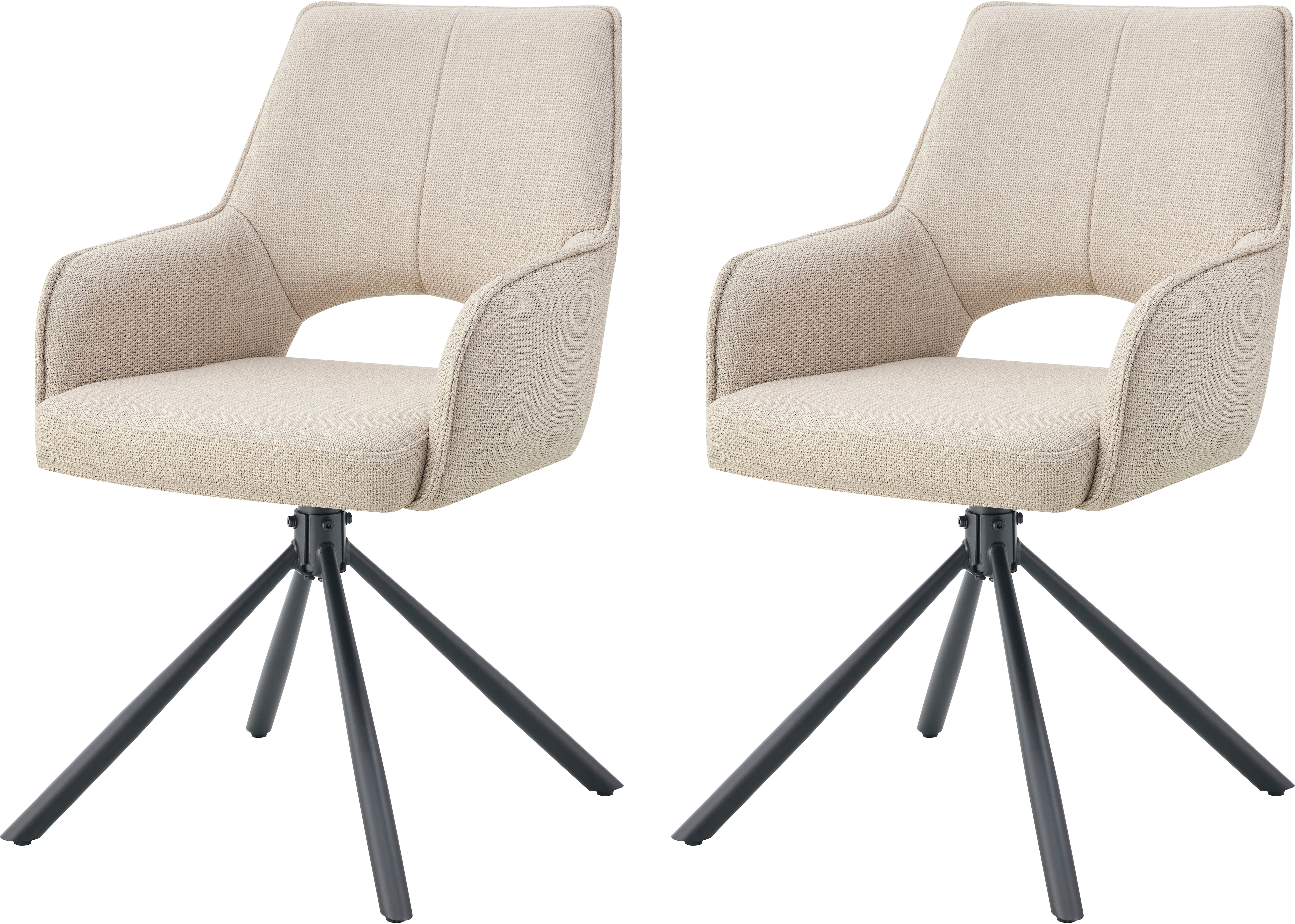 Home affaire Drehstuhl "BELLEVILLE, 2er Set, mit Metallgestell in matt schwarz" (Set) 2 Stk.in verschiedenen Farben, Belsatbarkeit pro Stuhl 120 kg, 360 drehbar