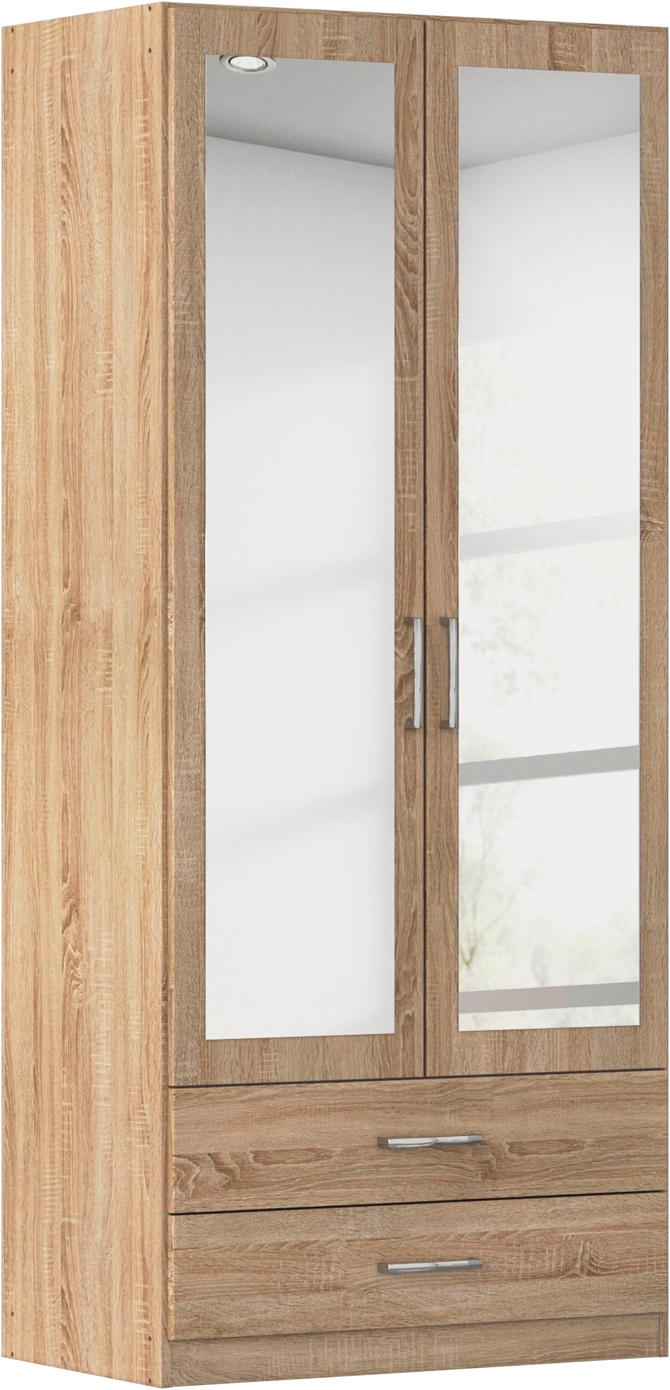 rauch Kleiderschrank "Schrank Garderobe Ankleide GAMMA Breiten 91/136/181/226/271/315/360 cm" in 3 Ausstattungen BASIC/CLASSIC/PREMIUM (inkl. SOFT-CLOSE-Funktion), verschiedene Griff-Varianten, mit Spiegel TOPSELLER MADE IN GERMANY