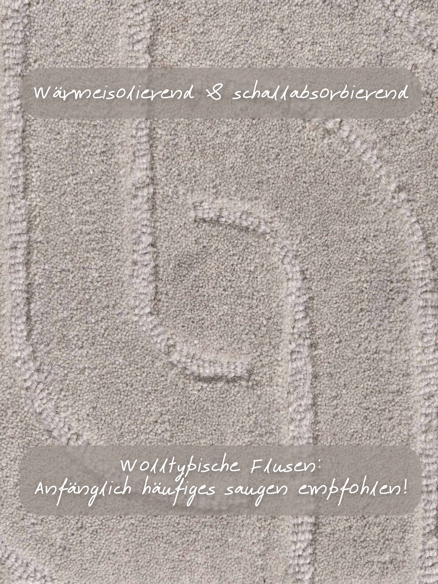 Wollteppich VIKOSA "Arcura", hellgrau, B:160cm H:15mm L:230cm, Wolle, Teppiche, Wolle Handgemacht, Hoch-Tief-Effekt, Geometrisches Linien Wellendesign 3