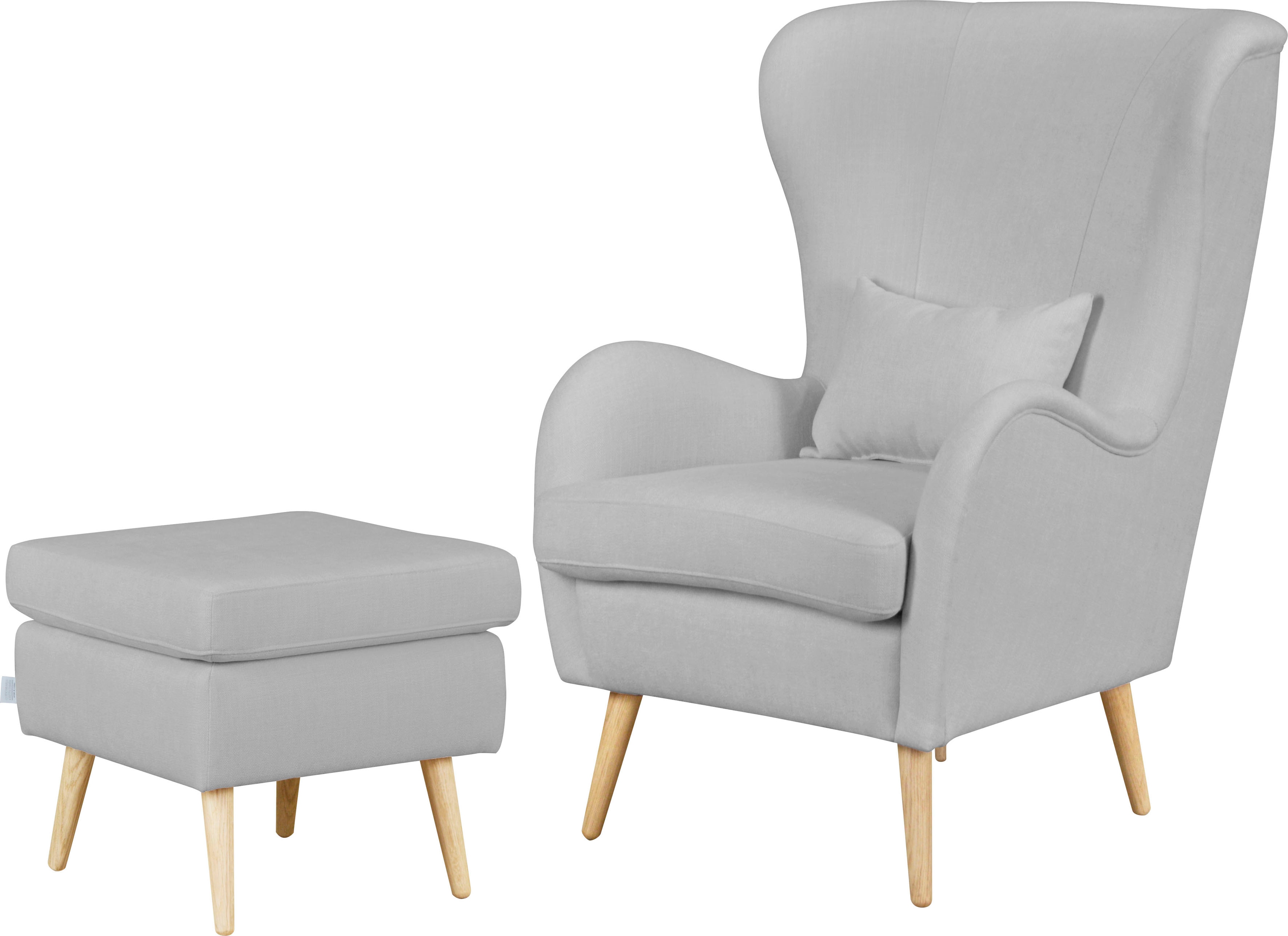 OTTO home Sessel "Salla auch in Fellimitat und Feincord, viele Bezugsarten, Ohrensessel" wahlweise mit oder ohne Hocker; großer Sessel: Maße B/T/H: 78/94/118cm