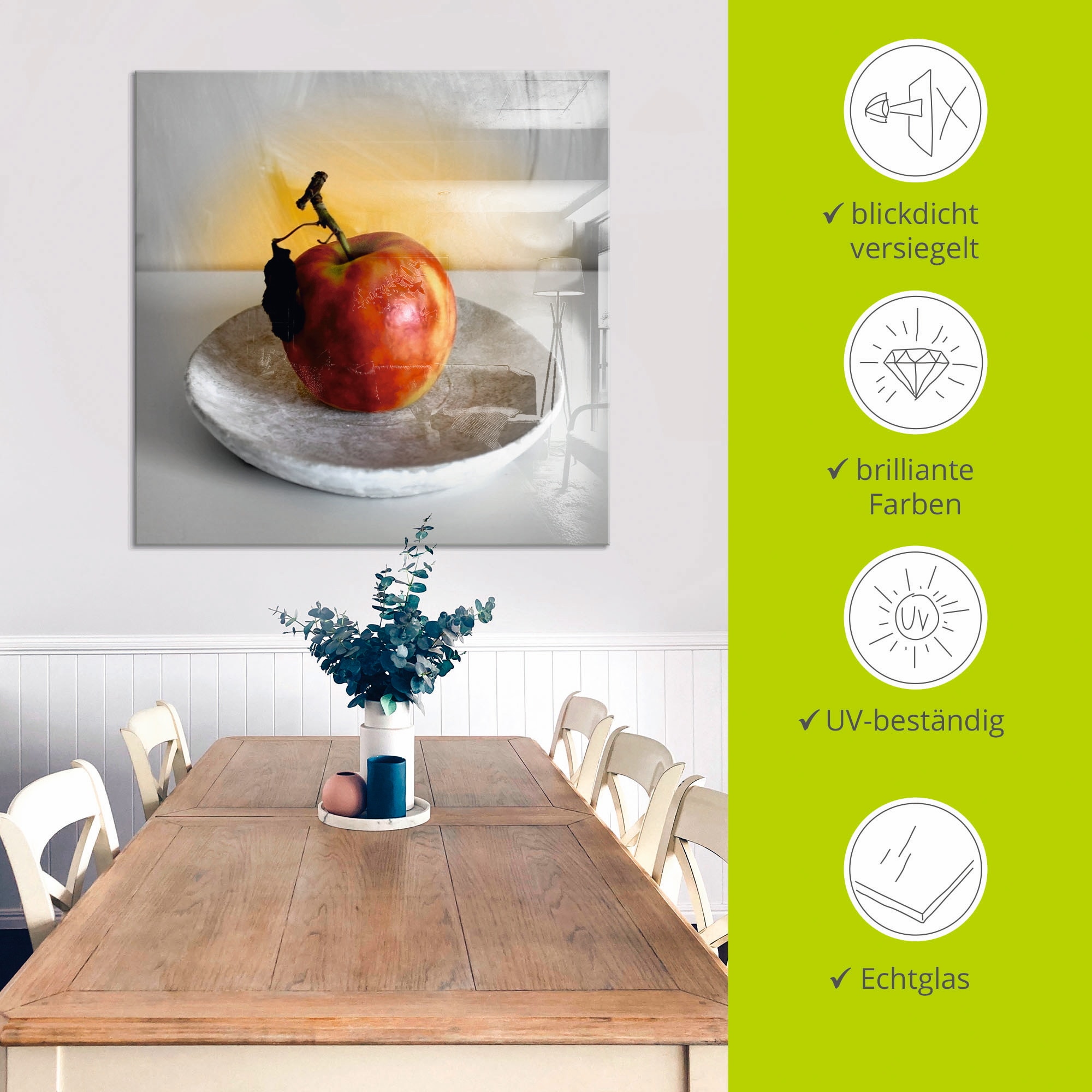 Artland Glasbild »Ein Apfel am Tag«, Arrangements, (1 St.), in verschiedenen Größen