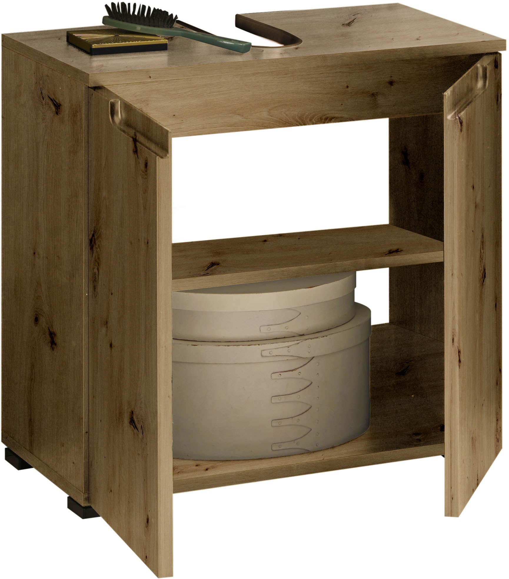 BASIC by Balculina Waschbeckenunterschrank »Spice, Badezimmerschrank BxTxH 60x57x32 cm«, (1 St.), Breite 60 cm, Griffmulden