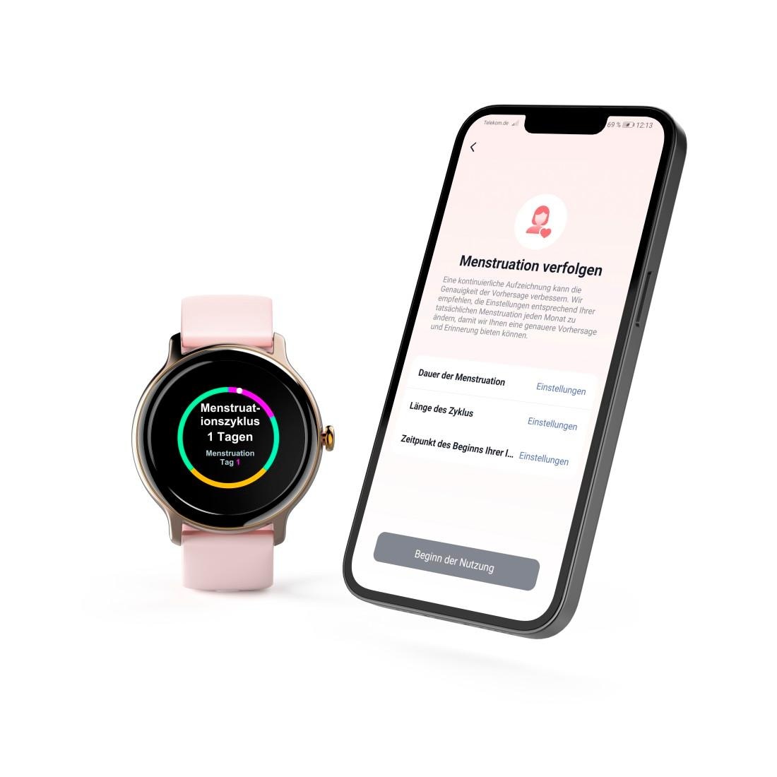 Hama Smartwatch »Smartwatch Damen Herren, Fitnesstracker, wasserdicht, Blutsauerstoff«, (Herzfrequenz, Timer, Schritte, Kalorien, Schlaf, Stress, Tempo, Musik)