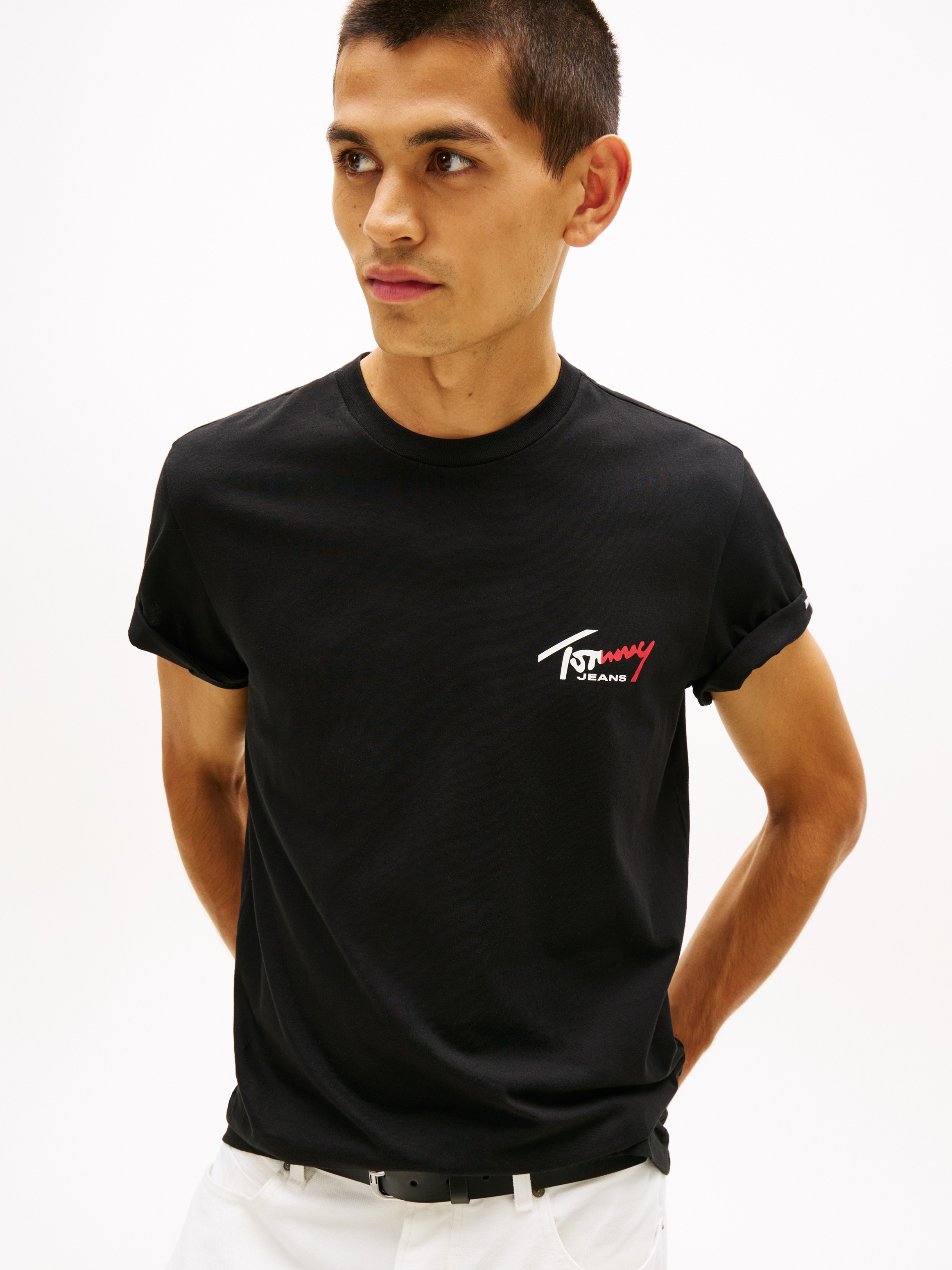 Tommy Jeans T-Shirt "TJM SLIM FIT SIGN CHEST" mit Markenprint günstig online kaufen