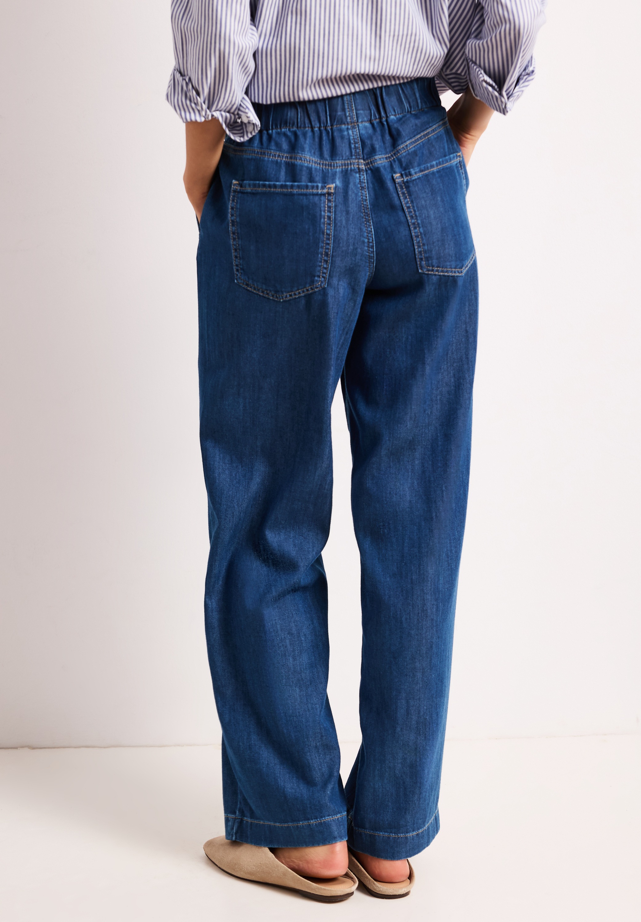 STREET ONE Damen Loose-fit-Jeans, blau, Gr. 36, unifarben, Jeans, 58% Lyocell, 42% Baumwolle, Jeans, mit Wide Legs
