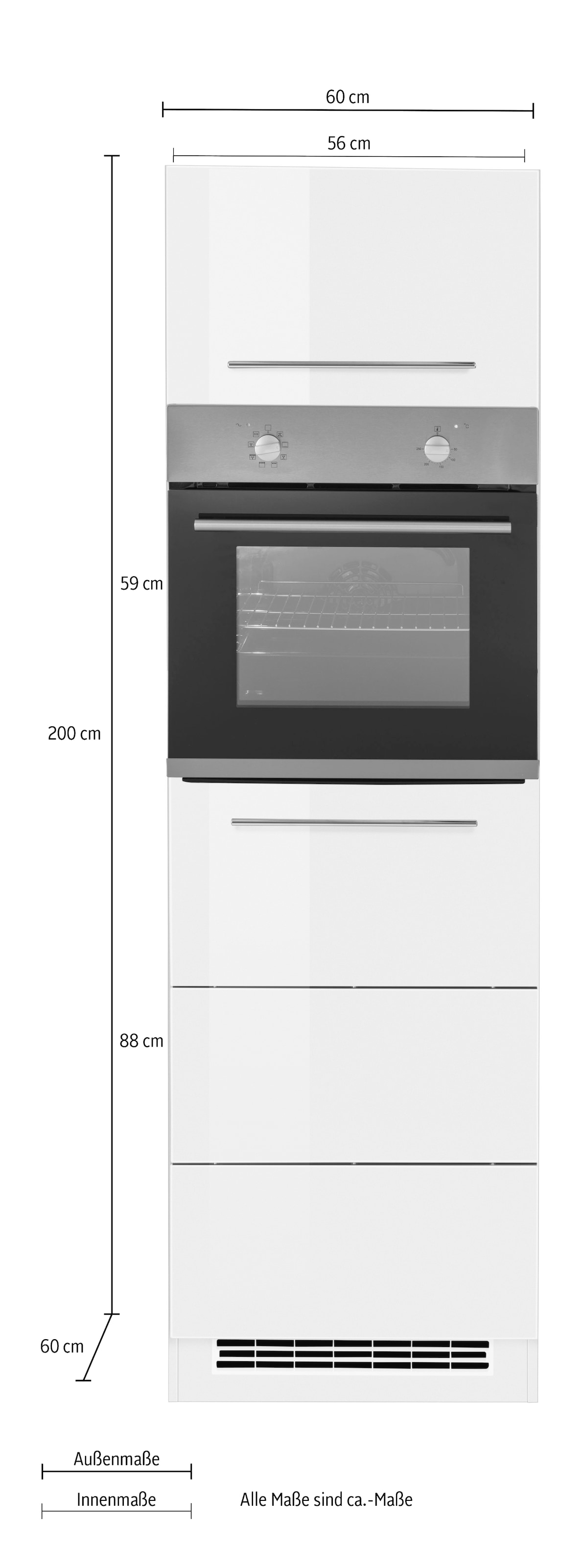 KOCHSTATION Backofenumbauschrank »KS-Wien«, 60 cm breit, 200 cm hoch, für autarken Backofen