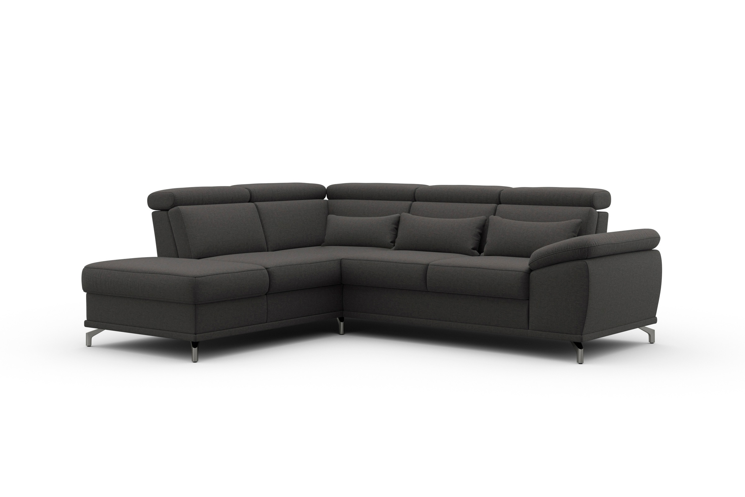 sit&more Ecksofa »Cabrio L-Form, mit Sitztiefenverstellung, Arm- und Kopfteilverstellung«, 3 Nierenkissen, Federkern, optional Bettfunktion und Stauraum