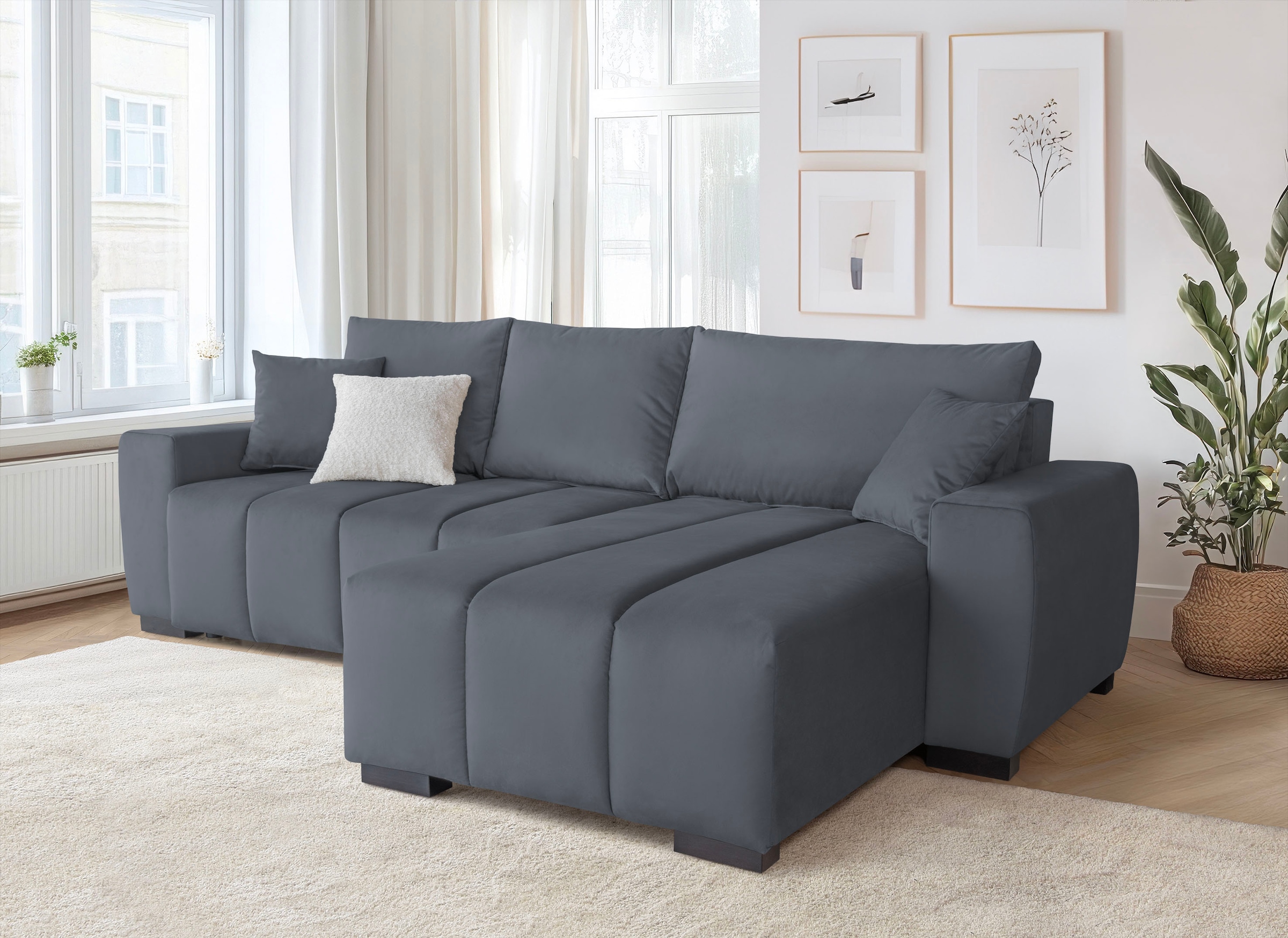 Home affaire Ecksofa "L-Form Bello" mit Bettfunktion, Bettkasten, Frei im R günstig online kaufen