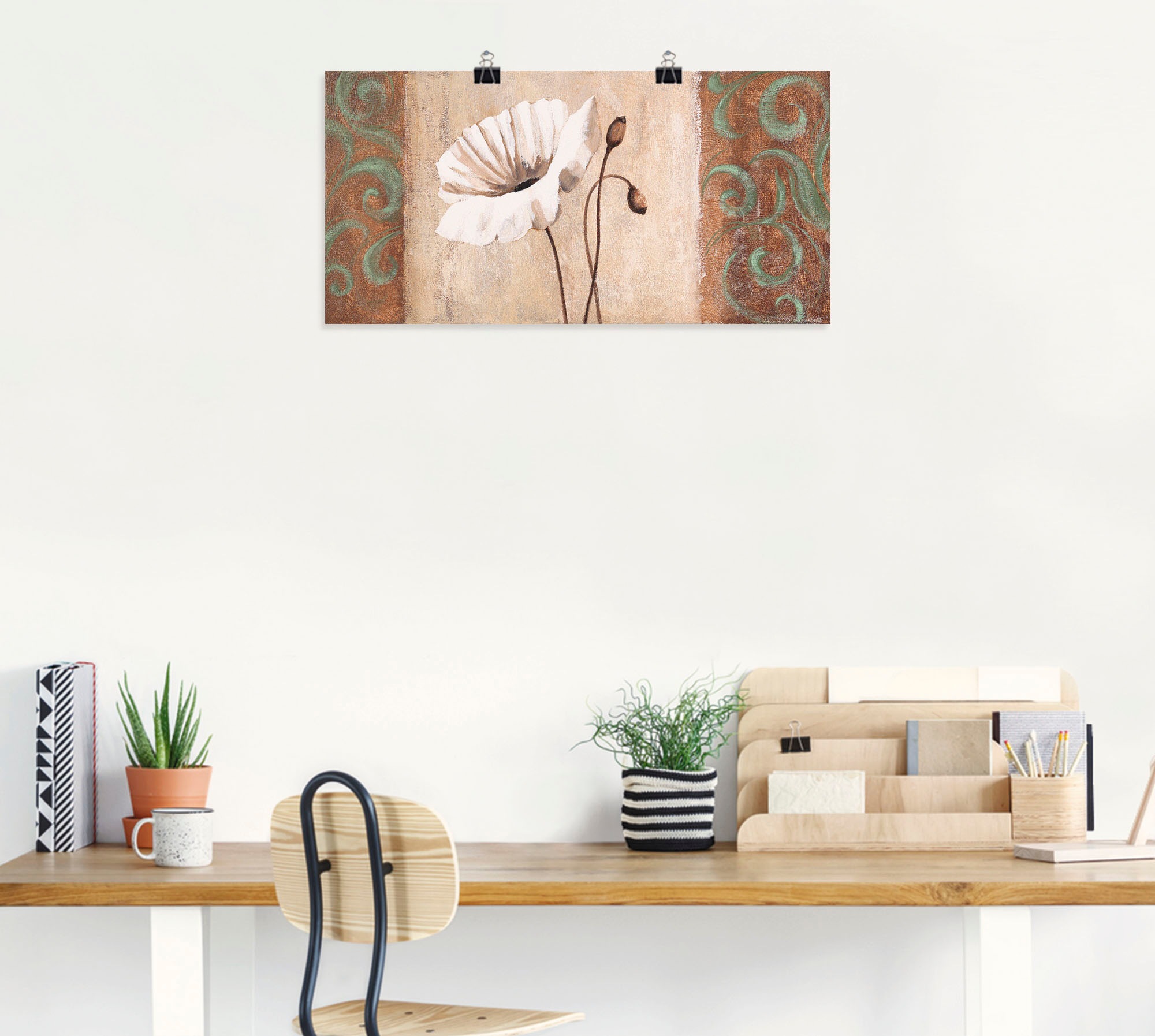 Artland Wandbild "Mohnblumen mit Ornamenten", Blumen, (1 St.), als Leinwand günstig online kaufen