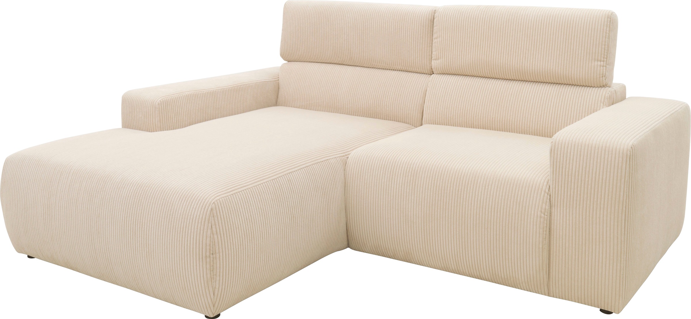 Thumbnail - DOMO collection Ecksofa "Brandon, inkl. Kopfteilverstellung, B/T/H: 214/100/80 cm, L-Form" Cord, creme