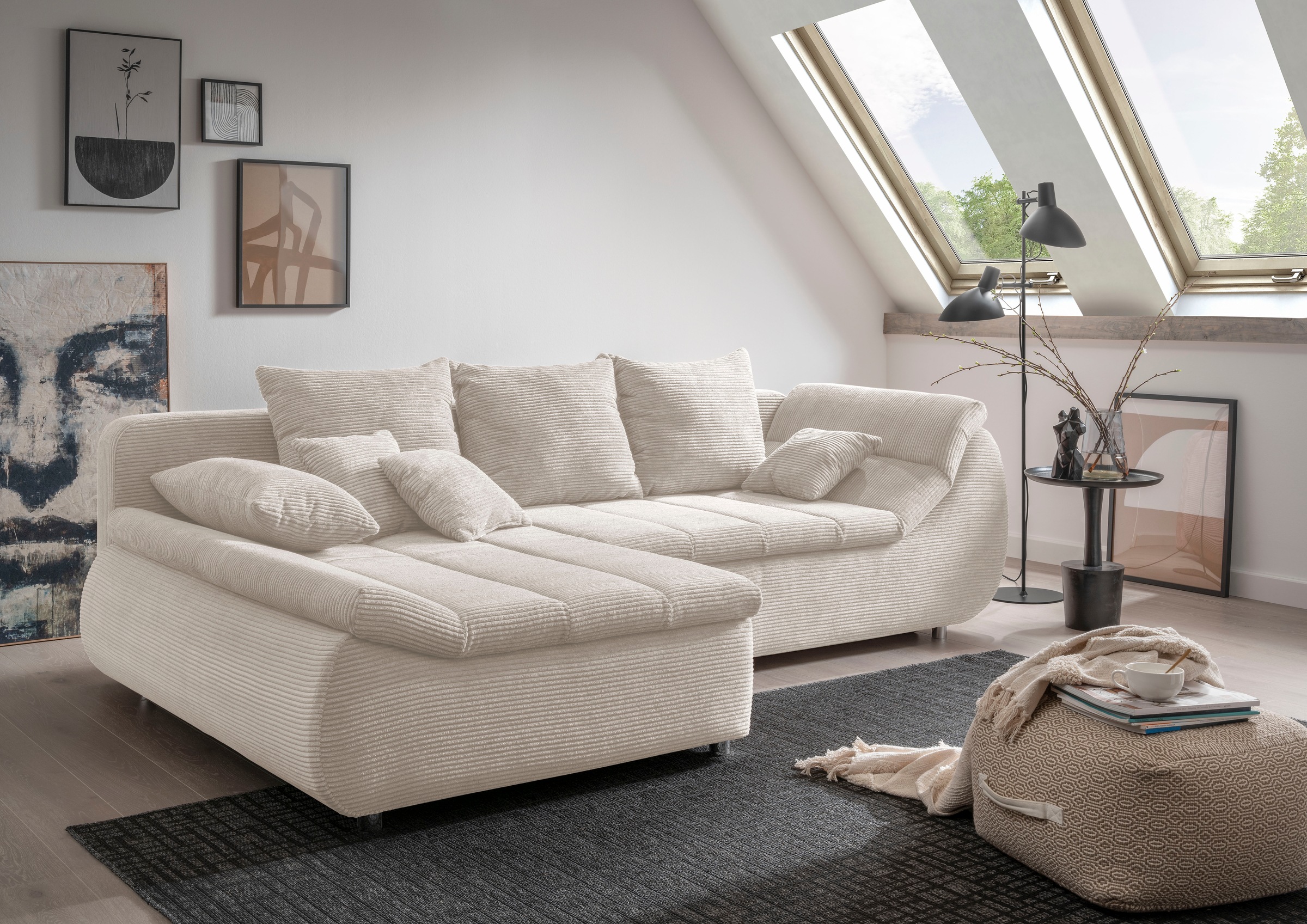 Home affaire Ecksofa "Imola, bequem, aktuelle Steppung im Sitz, L-Form, Breite 270cm" wahlweise mit Bettfunktion