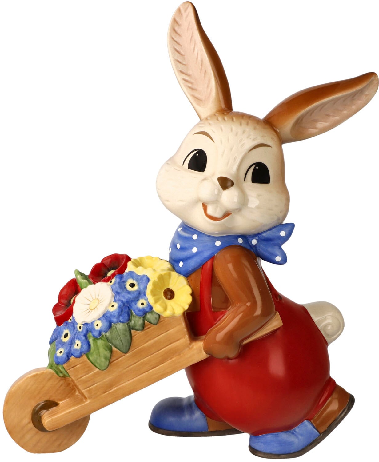 Goebel Osterhase "So schön ist der Frühling", Sammelfigur, Hasenjunge mit Schubkarre und Blumen