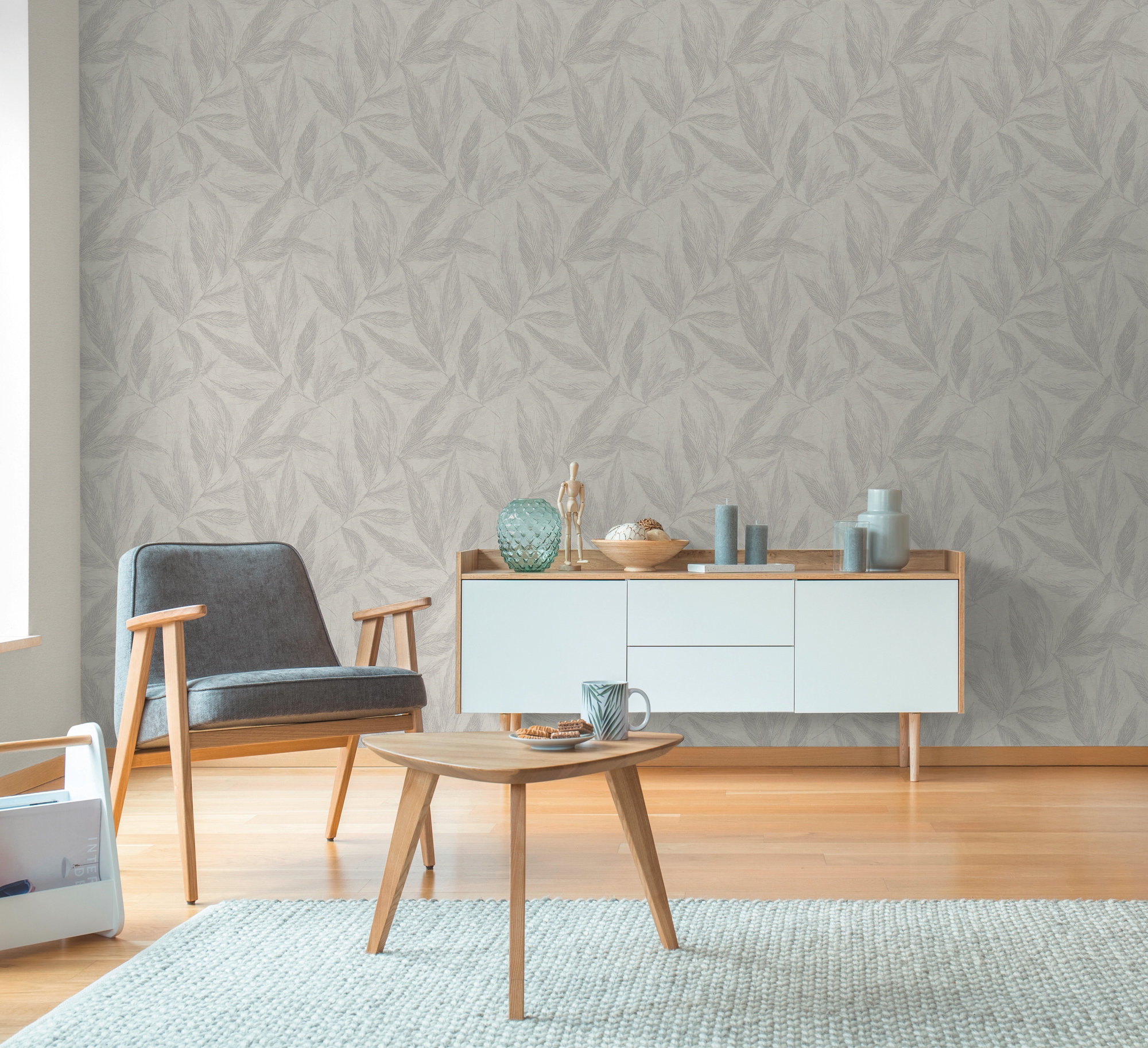 A.S. Création Vliestapete »mit Blätter-Design natürliche Eleganz« matt strukturiert Dekorative Vliestapete mit filigranem Blattmuster