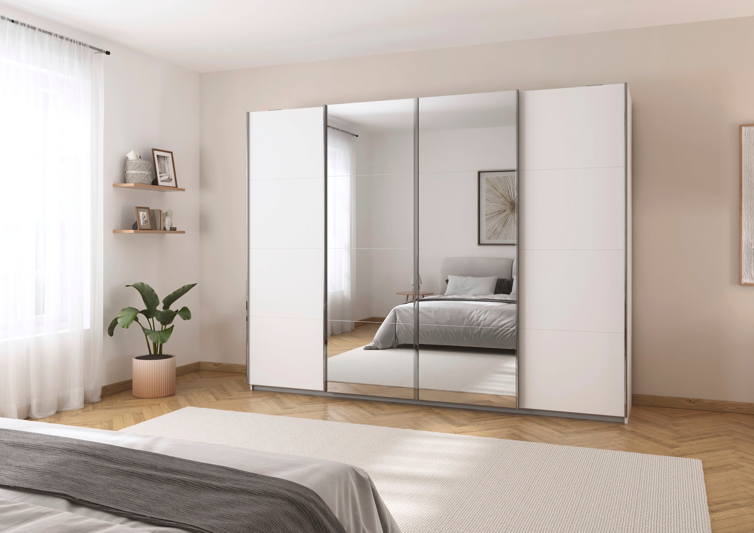 rauch Schwebetürenschrank »Kleiderschrank Schrank Garderobe Wäscheschrank Ankleide SYNCRONO« Breiten 271/316/361 cm Höhen 211/230 cm,  mit Synchronöffnung