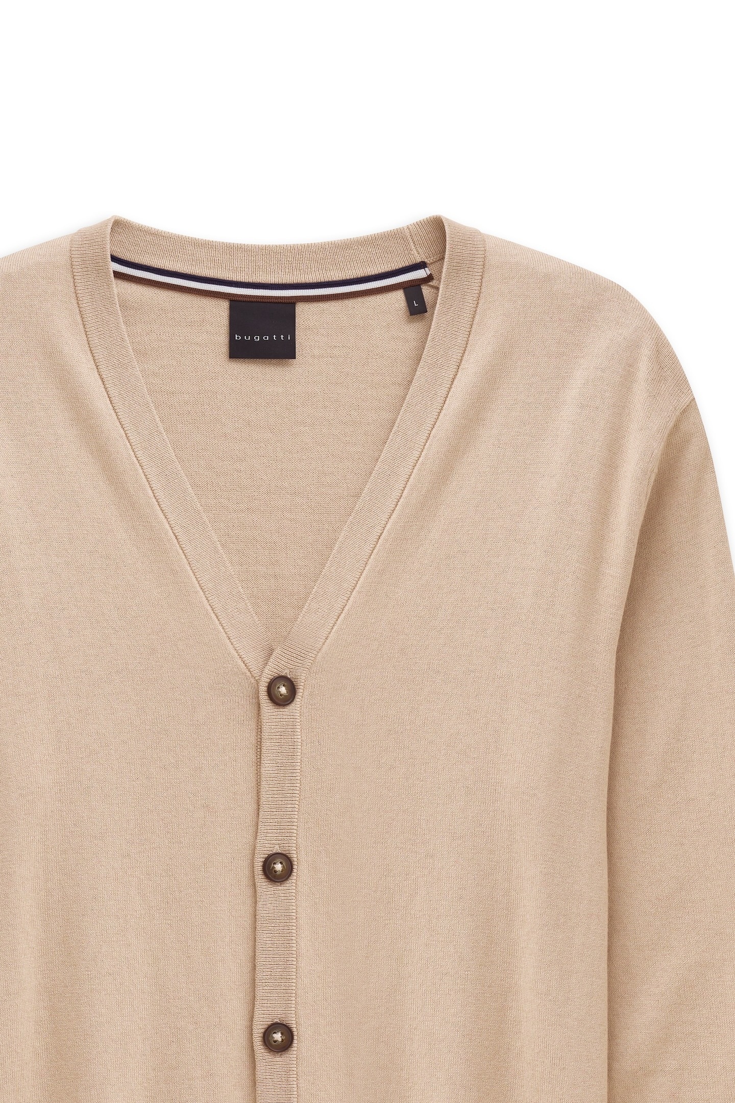 bugatti Cardigan »Modern Fit«, mit V-Ausschnitt aus Baumwolle-Kaschmir