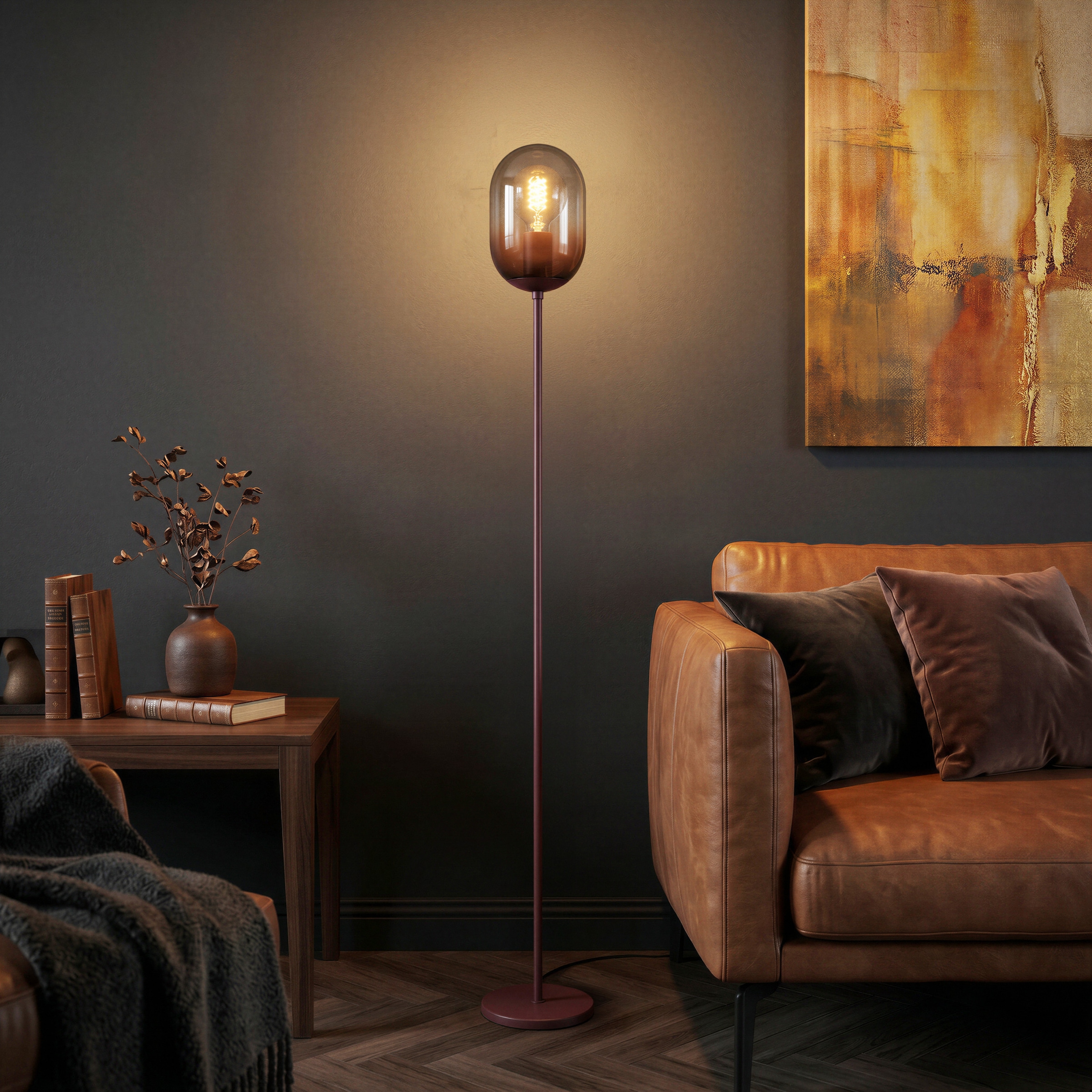EGLO LED Stehlampe »LEQUILE« E27 1 Stk. Stehleuchte, Stehlampe, Lampe bordeaux, Wohnzimmer,  H:140 Ø 15 cm