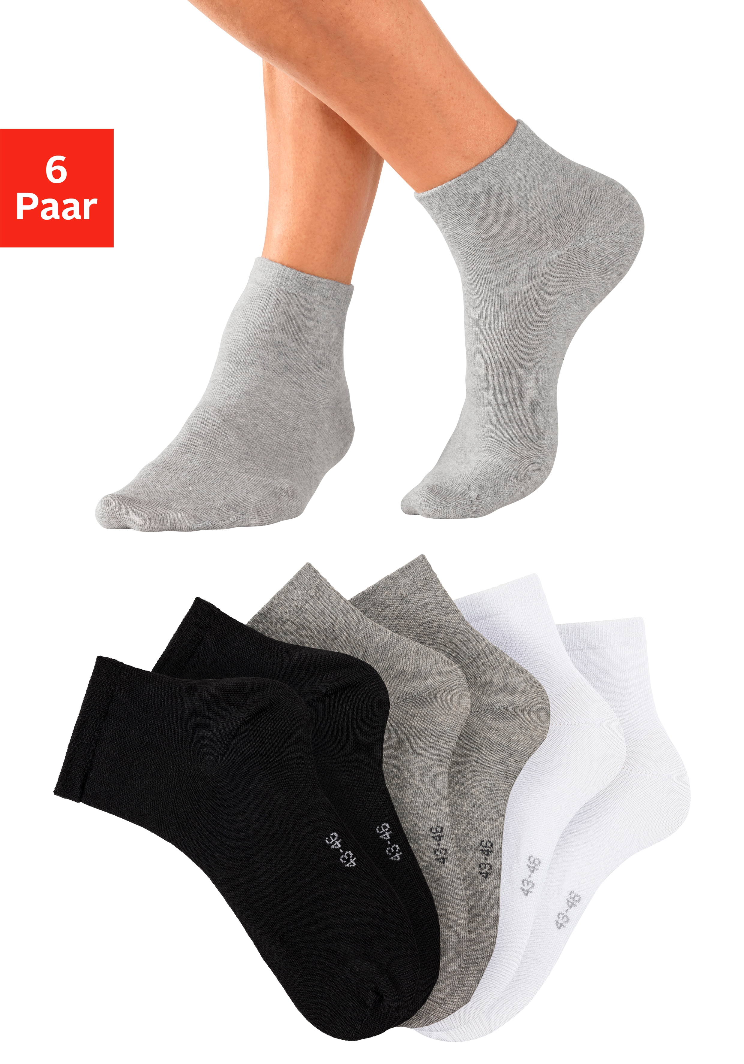 Bench. Kurzsocken "Herren Sportsocken, Laufsocken Atmungsaktive Baumwolle" Packung, 6 Stk. tlg. mit eingestricktem Markenlogo im Bündchen