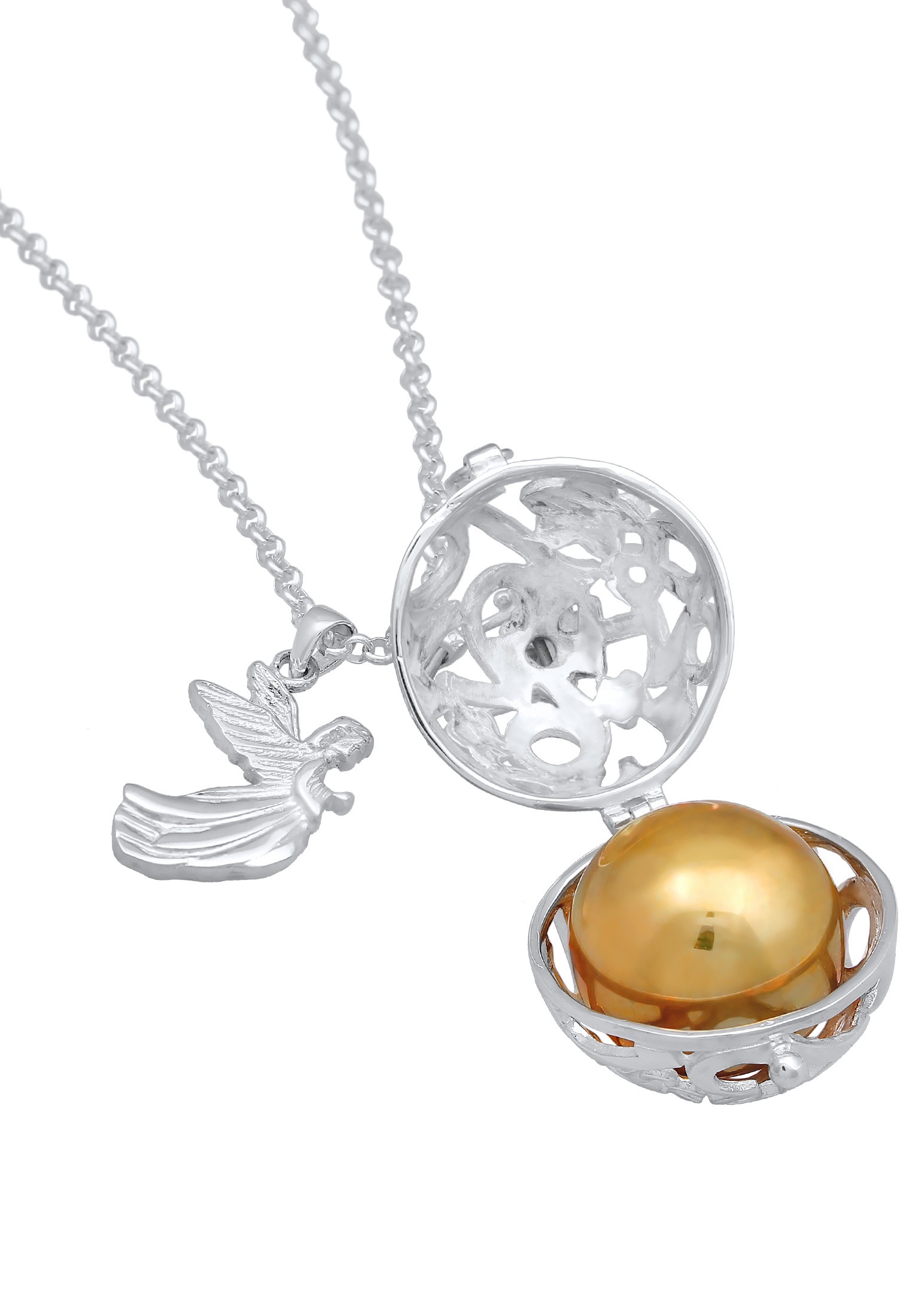 Nenalina Kette mit Anhänger »Engelsflüsterer Klangkugel Glück Engel 925 Silber«